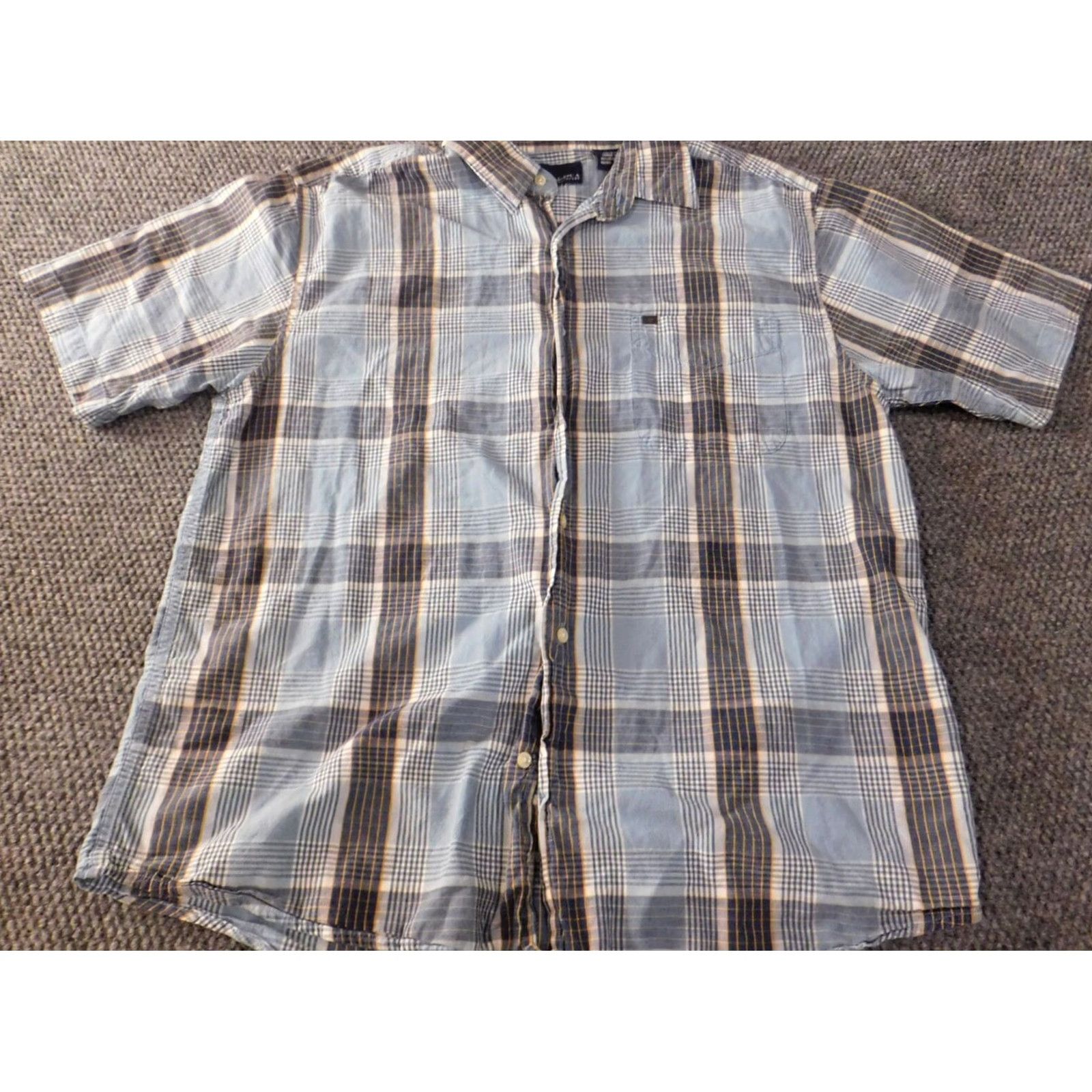 Nautica Nautica Shirt Button-Up Plaid Blue Short Sleeve Casual Mens L Regular Cotton Knit Button-Down Collar Size US L / EU 52-54 / 3 - 2 Thumbnail