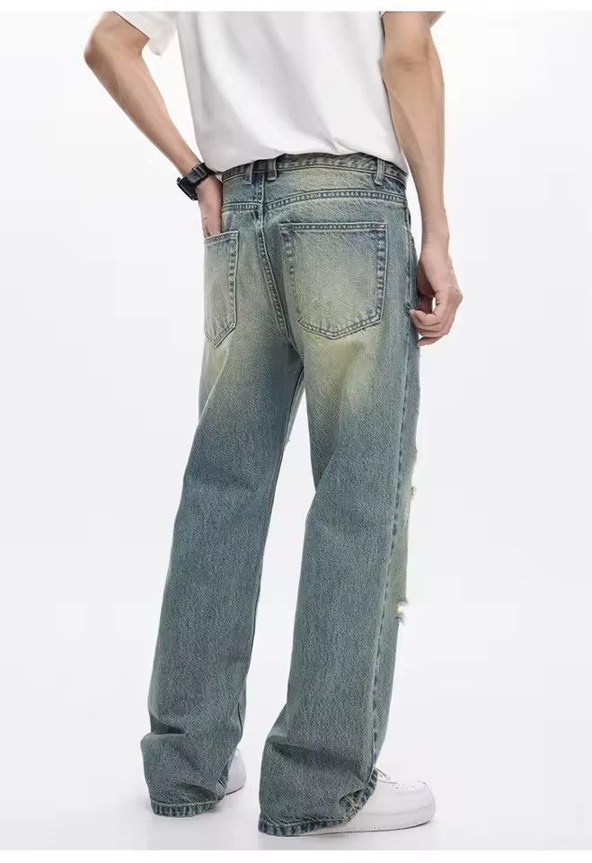 Other Straight Washed Hole Outdoor Streetwear Light Blue Jeans Size US 30 / EU 46 - 5 Thumbnail