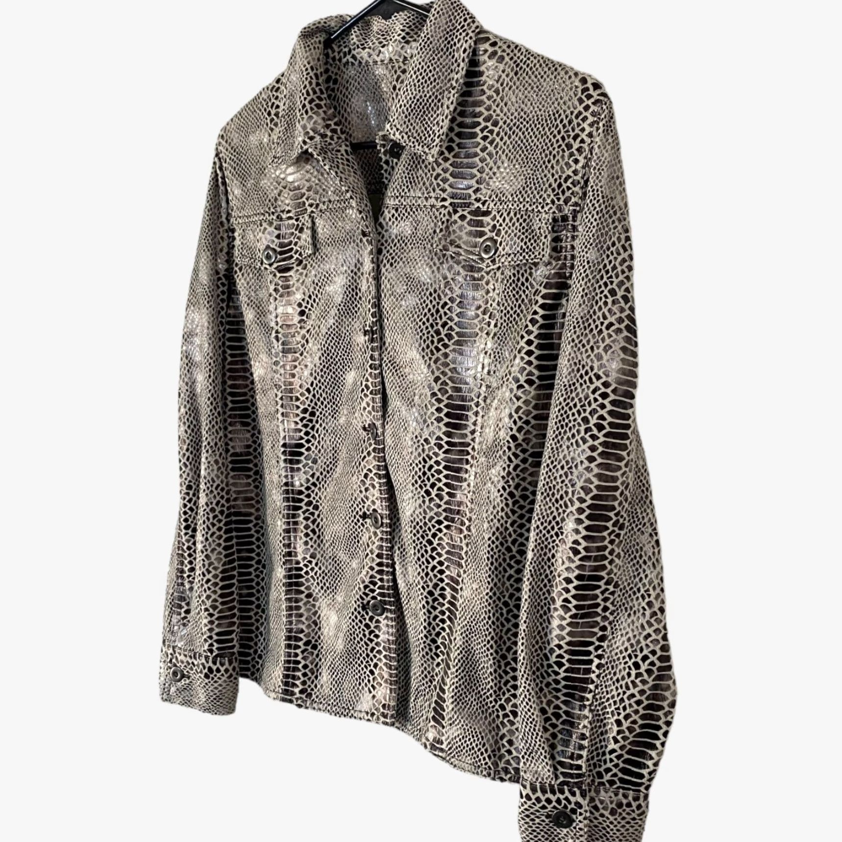 Vintage VINTAGE Alfred Dunner Button Up Metallic Faux Snakeskin Print Jacket Brown Womens 8 Size M / US 6-8 / IT 42-44 - 2 Thumbnail