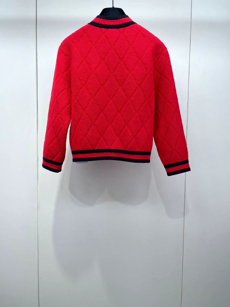 Gucci Gucci Red and black-rimm knitted wool cardigan sweater 2501 Size US XS / EU 42 / 0 - 2 Thumbnail