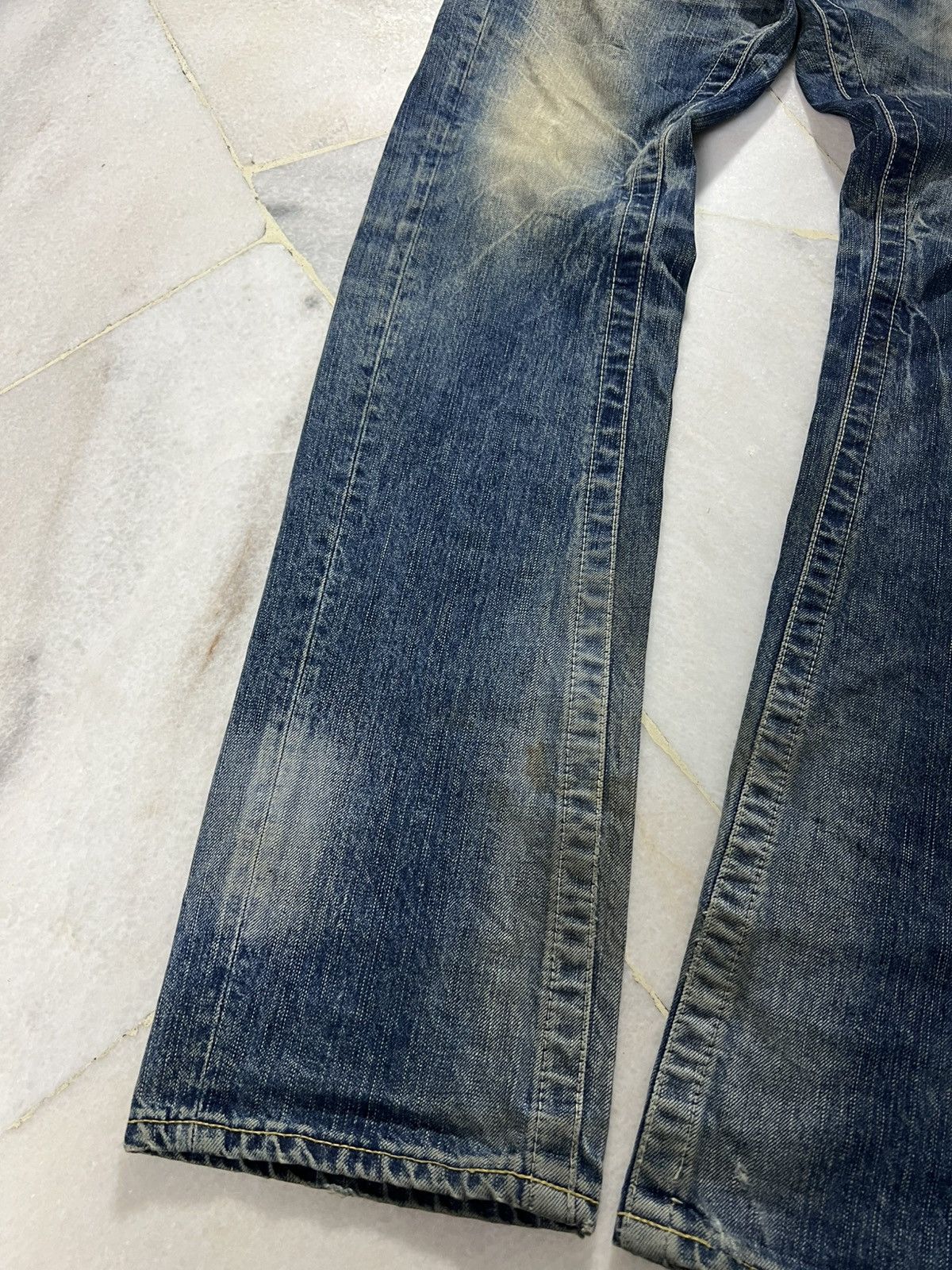 Blue Blue Japan 💥Flare Punk💥Vintage 90’s Blue Way Distress Rusty Mud Wash Size US 31 - 3 Thumbnail