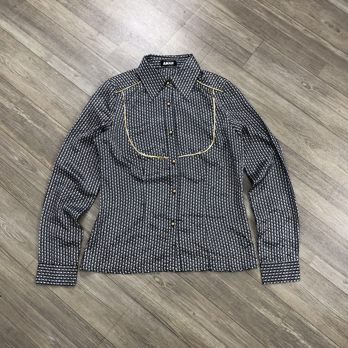 If Six Was Nine × Japanese Brand × Seditionaries 2000s Anap Skulls Full Print Lgb Gothic Goa Style Button Up Size US L / EU 52-54 / 3 - 1 Thumbnail