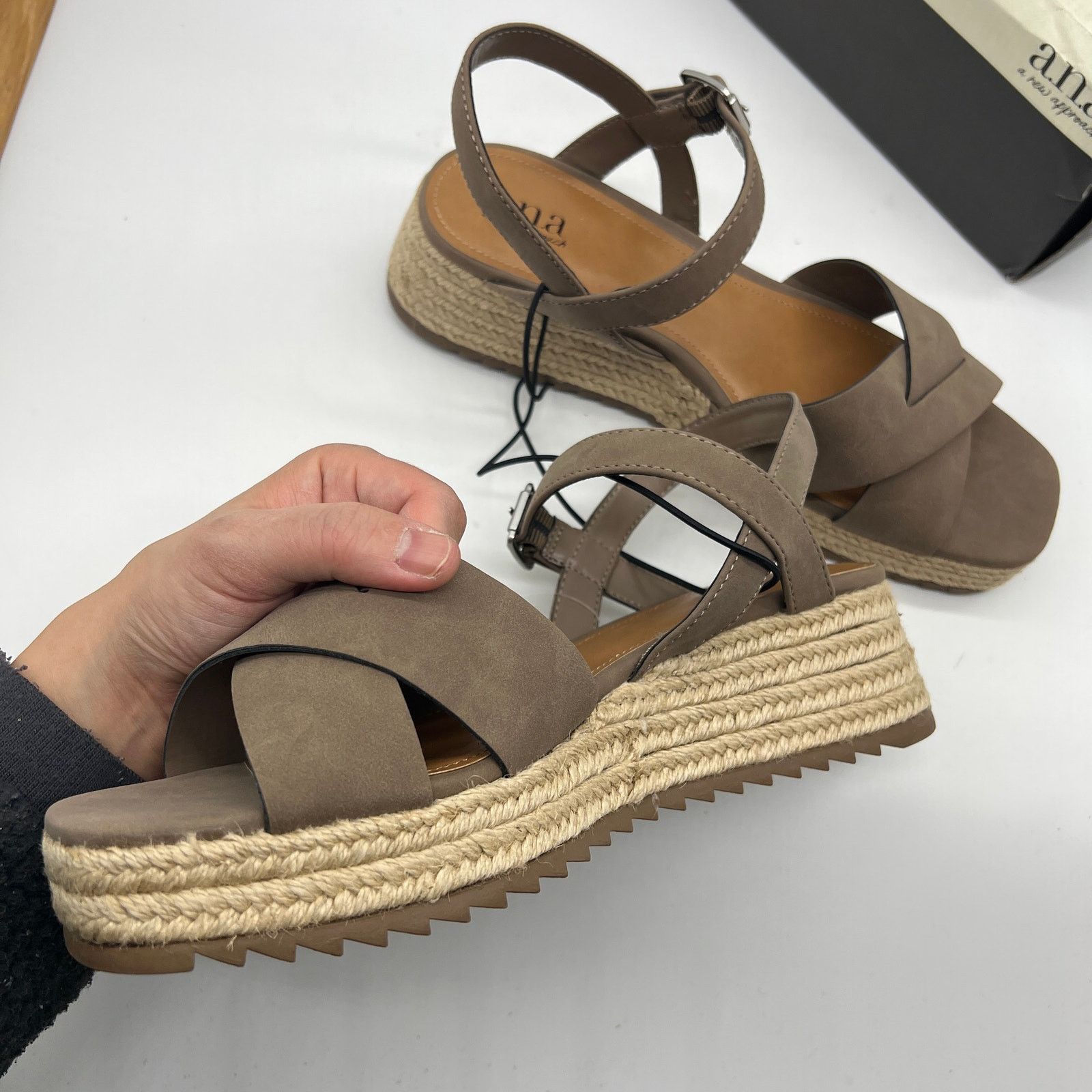 Other a.n.a Womens Eloise Wedge Sandals Porchini Brown Size US 9 / IT 39 - 14 Thumbnail