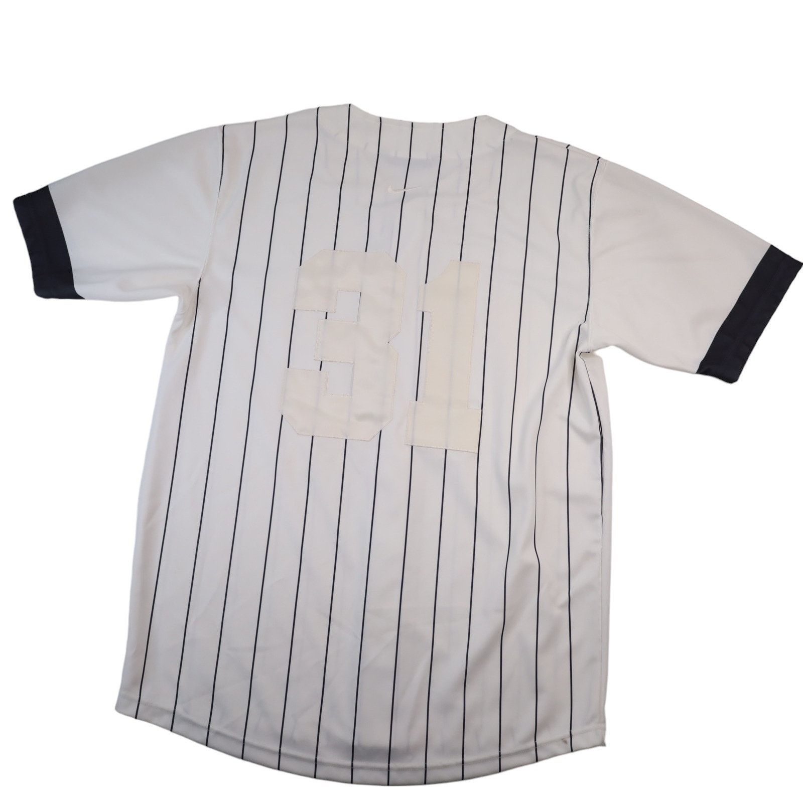 Nike × Vintage Vintage Nike All Sewn Spellout Pin Striped Baseball Jersey Size US L / EU 52-54 / 3 - 8 Thumbnail