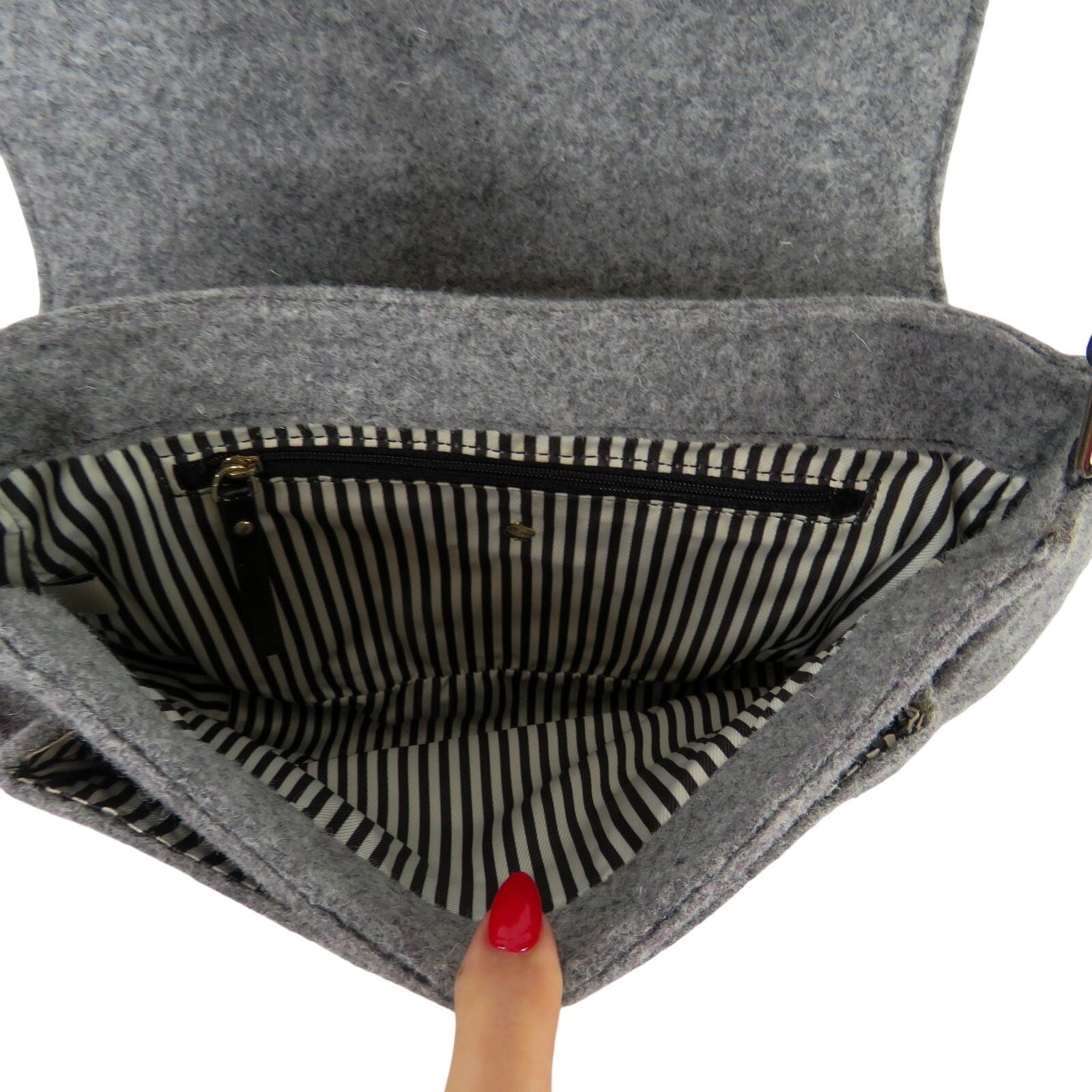 Kate Spade Kate Spade Raleigh Walker Park Wool Crossbody Bag Gray Size ONE SIZE - 8 Thumbnail