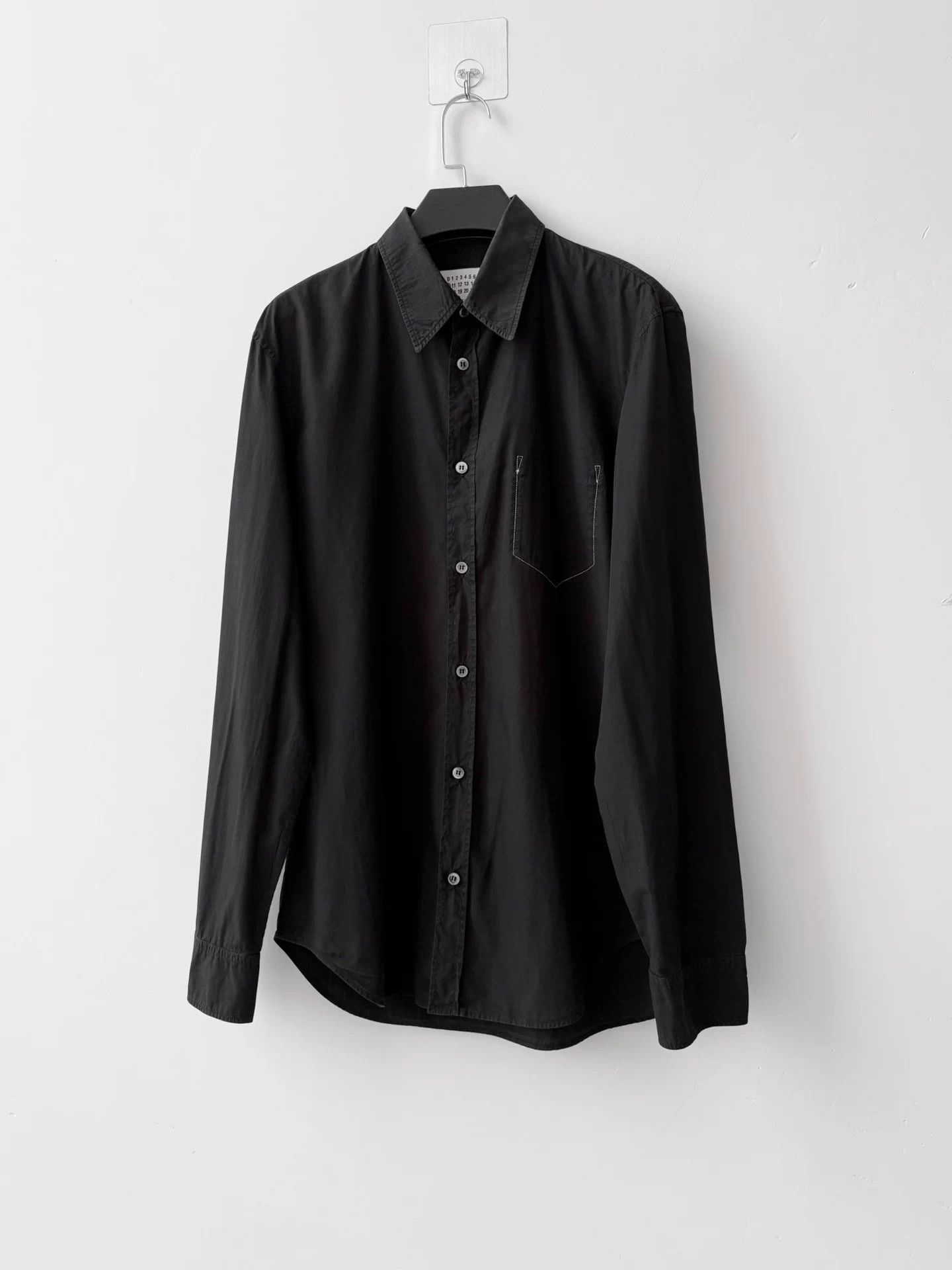 Maison Margiela Maison Margiela S/S21 Topstitch Pocket Shirt Black 40 Size US XXS / EU 40 - 2 Thumbnail
