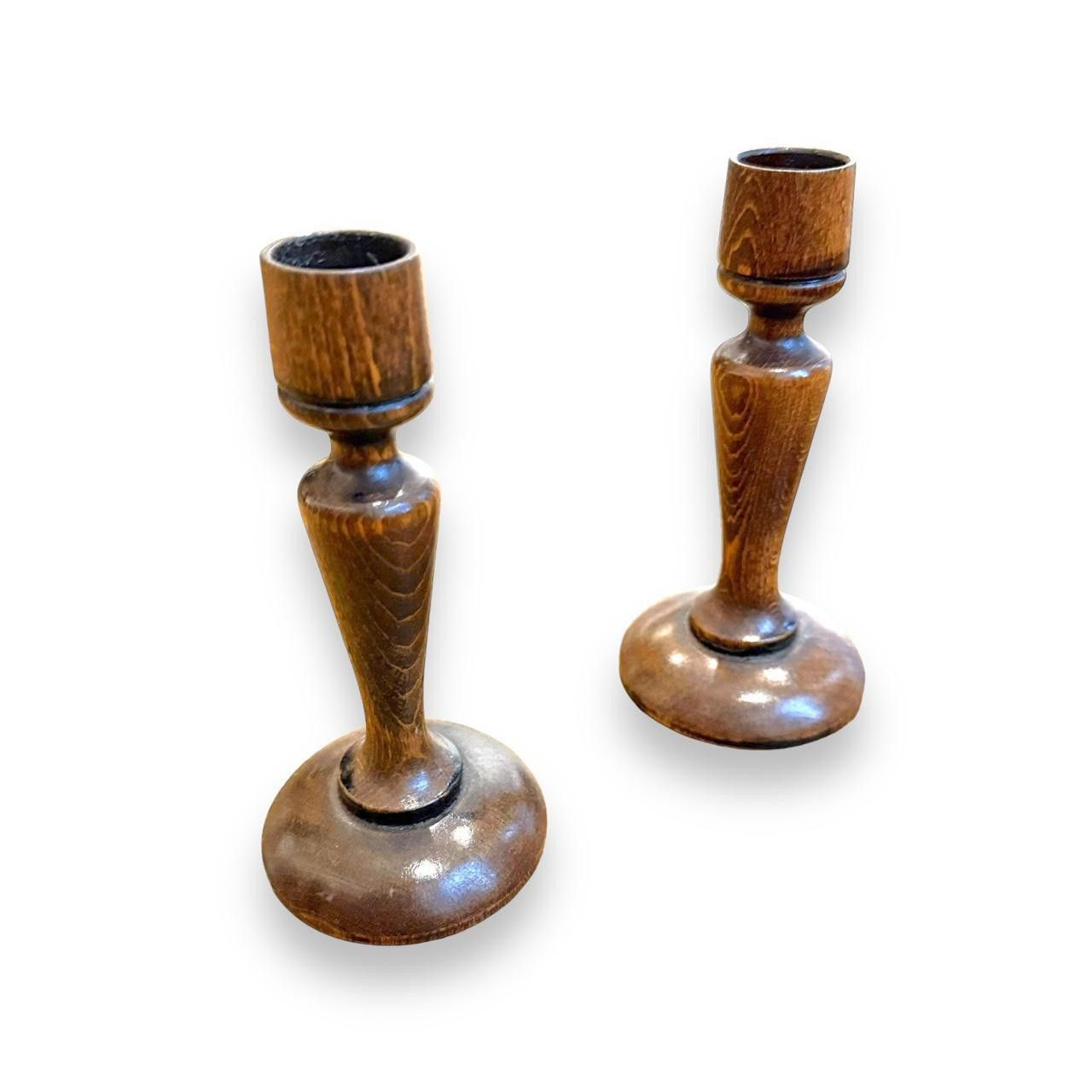 Designer Set of 2 Wooden Candlestick Holders Size ONE SIZE - 1 Thumbnail