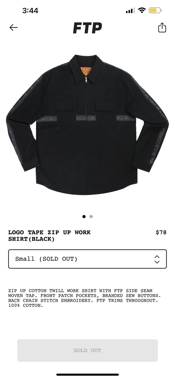 image of Fuck The Population Ftp Tape Zip Up Jacket in Black, Men's (Size Small)