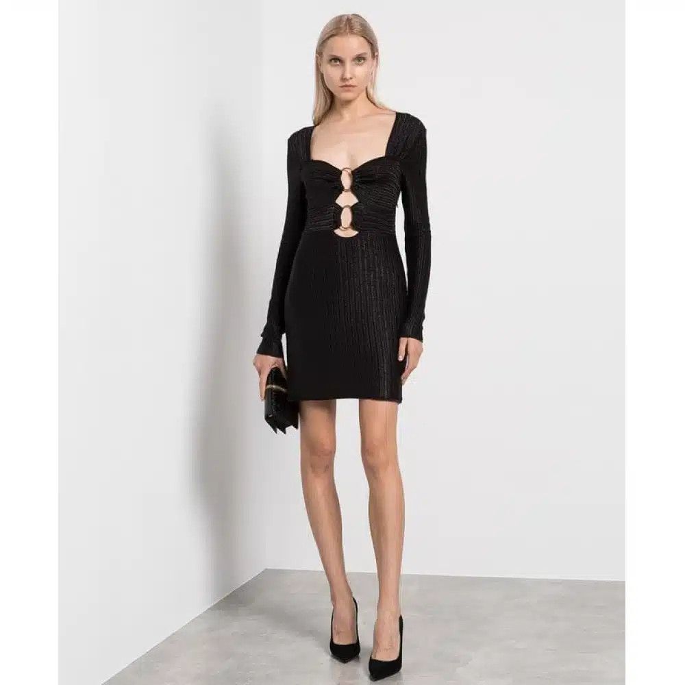 Tom Ford o1loc1c0625 ACK391 Metallic Wool Mini Dress in Black Size XXS / US 00 / IT 34 - 3 Thumbnail