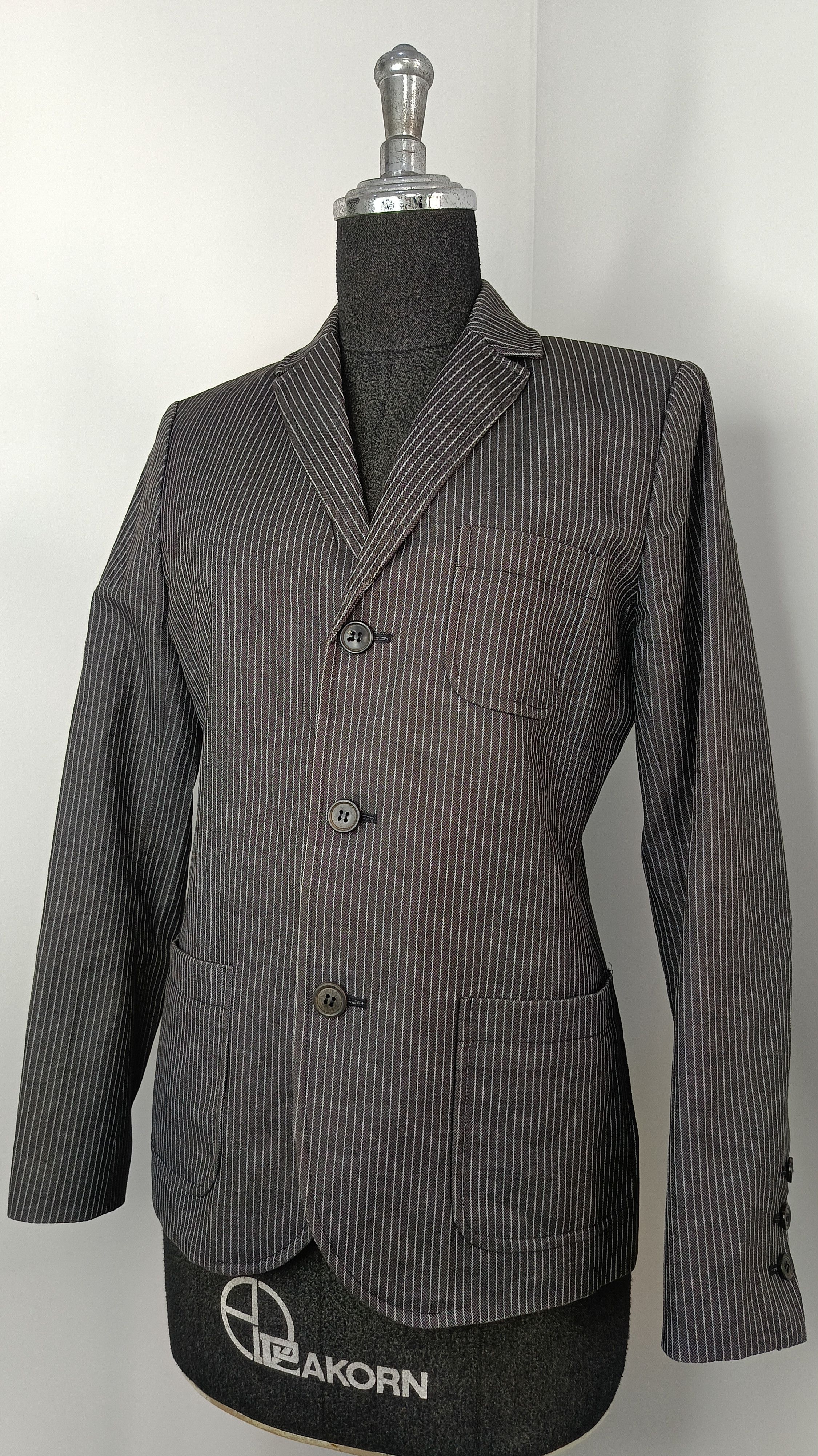 image of A P C France 36 Ladies Md19 Black Pinstriped Blazer Jacket, Women's (Size XS)