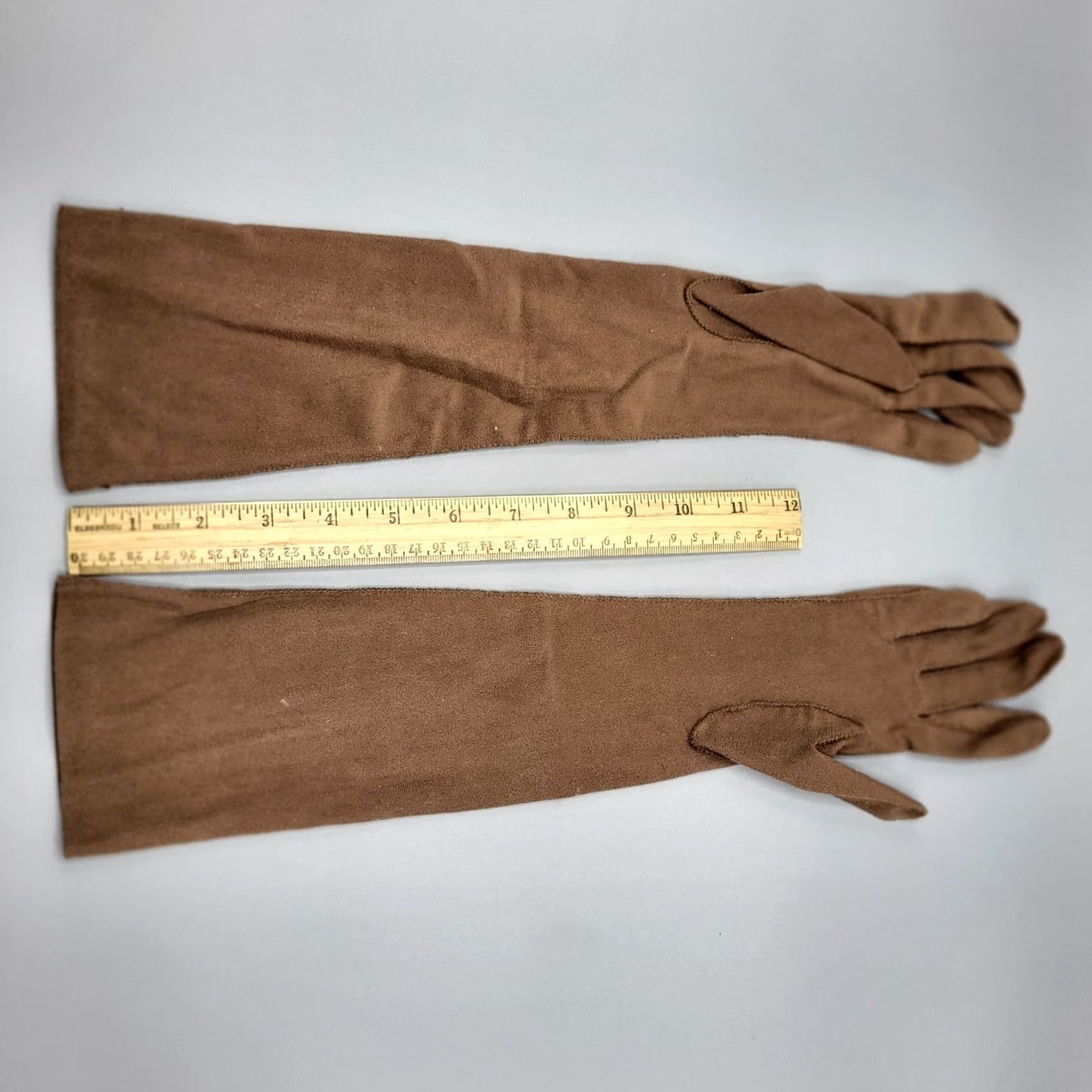 Vintage VINTAGE Brown Opera Gloves Womens One Size Stretch Formal Size ONE SIZE - 7 Thumbnail