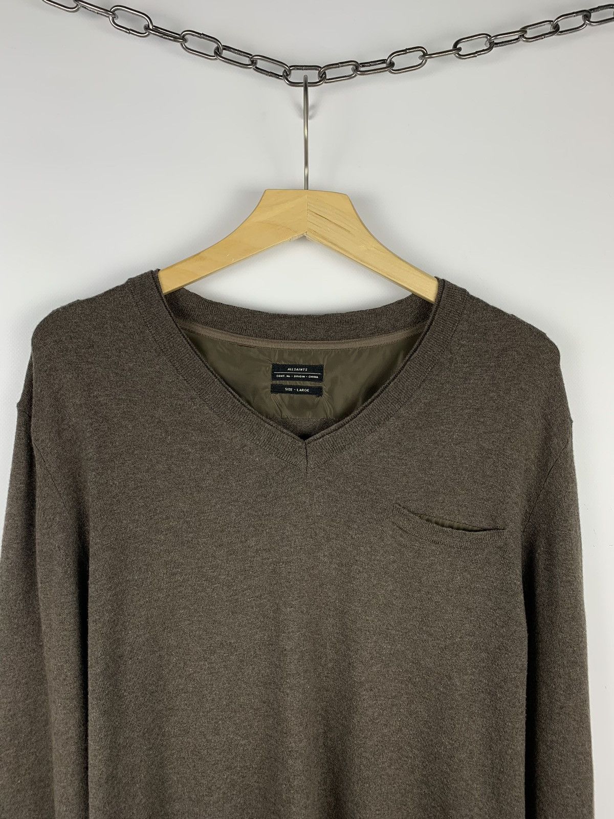 Allsaints Allsaints Mitaka V-Neck Cashmere Sweater Brown Top Size L Size US L / EU 52-54 / 3 - 2 Thumbnail