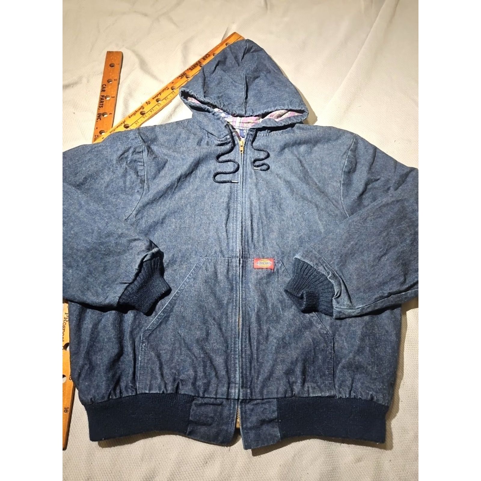 Dickies VTG Dickies Jacket Mens XL Blue Denim Aztec Quilt Lined Hooded Workwear Coat Jacket Size US XL / EU 56 / 4 - 4 Thumbnail