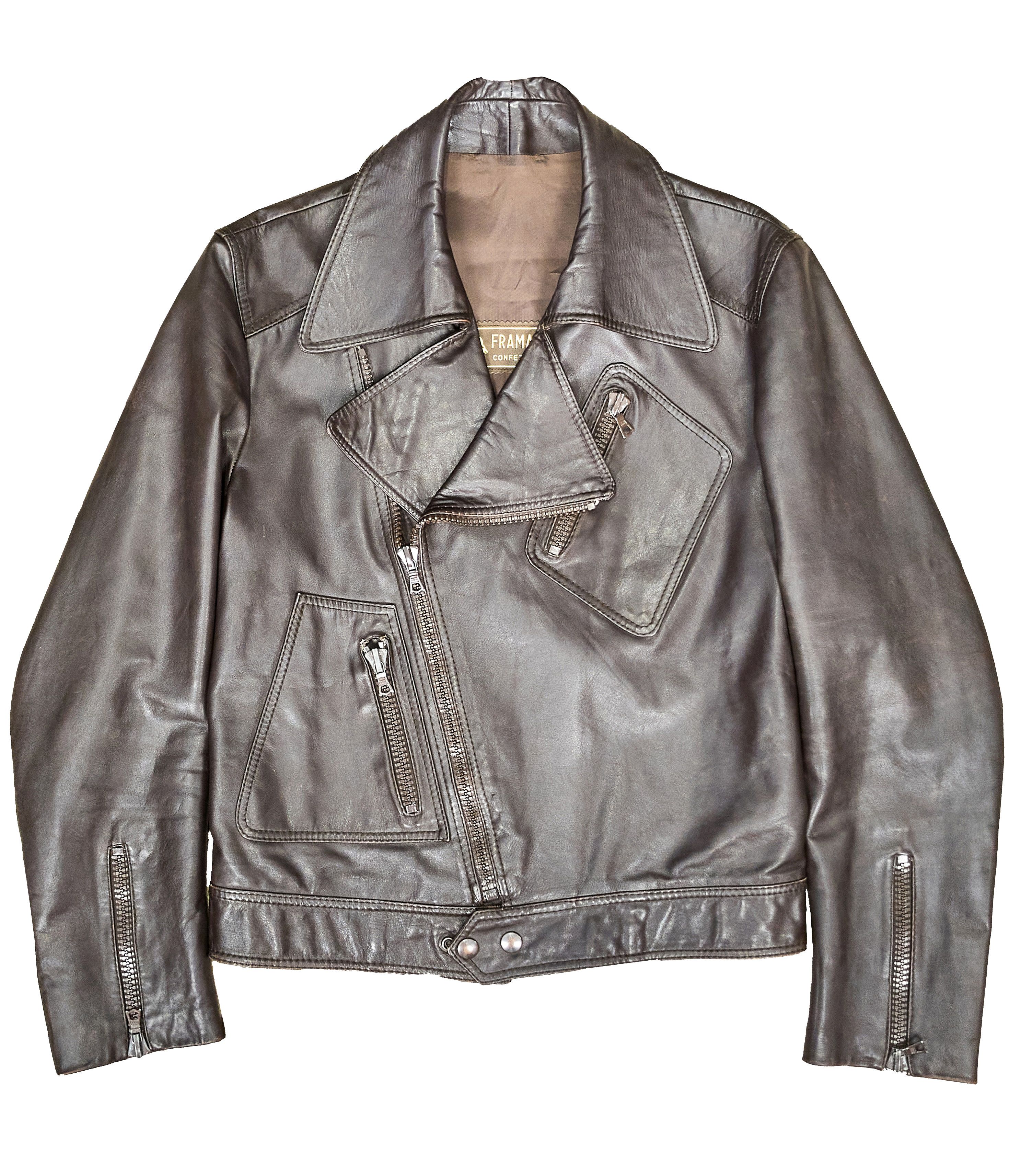 Other Vintage 90s Italian brown leather biker jacket Size US S / EU 44-46 / 1 - 10 Thumbnail