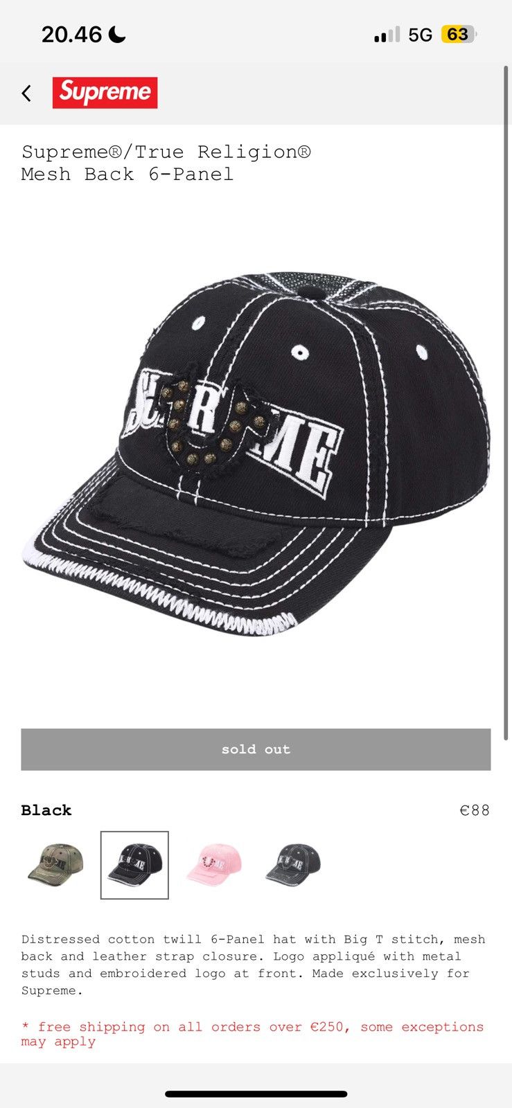 Supreme × true religion MeshBack 6-Panel Supreme True Religion Mesh Back 6-Panel (FW25) - $78