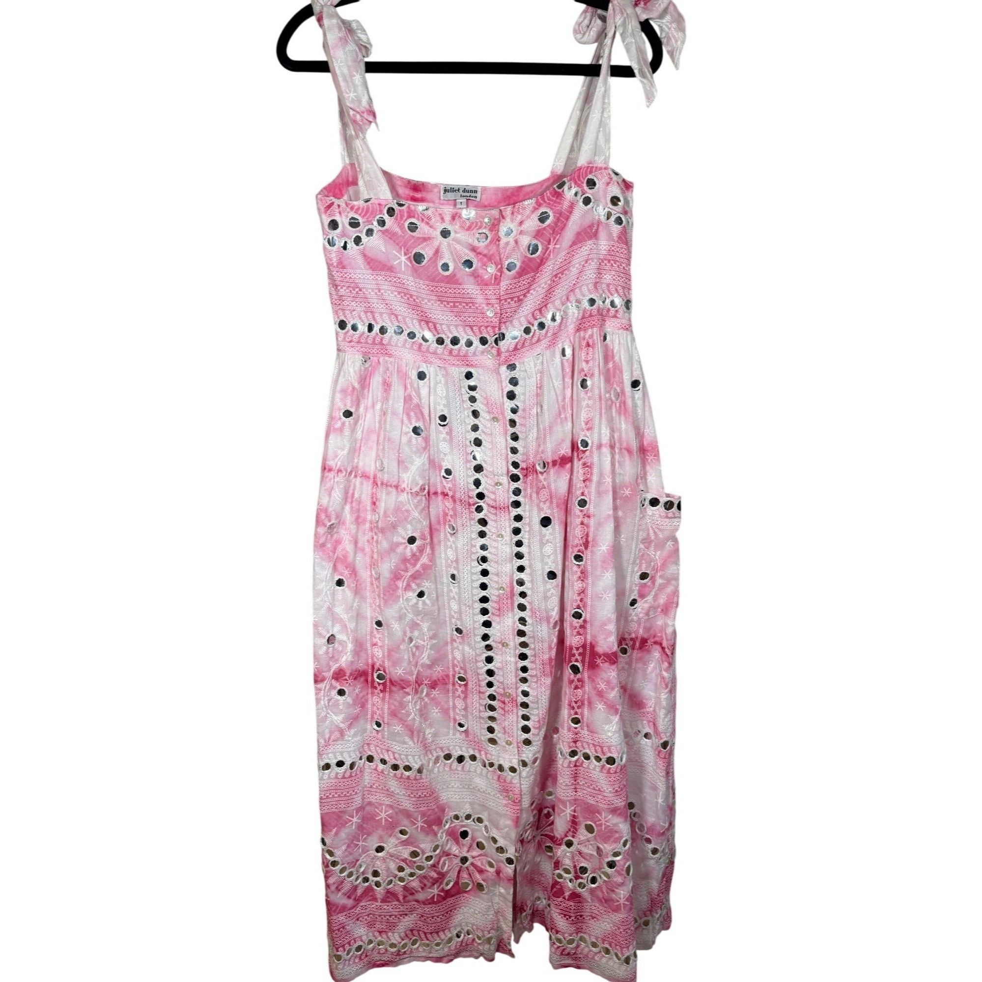 Other Juliet Dunn Women's Tie-Dye Maxi Dress Pink 1 Boho Chic Fest Size S / US 4 / IT 40 - 2 Thumbnail