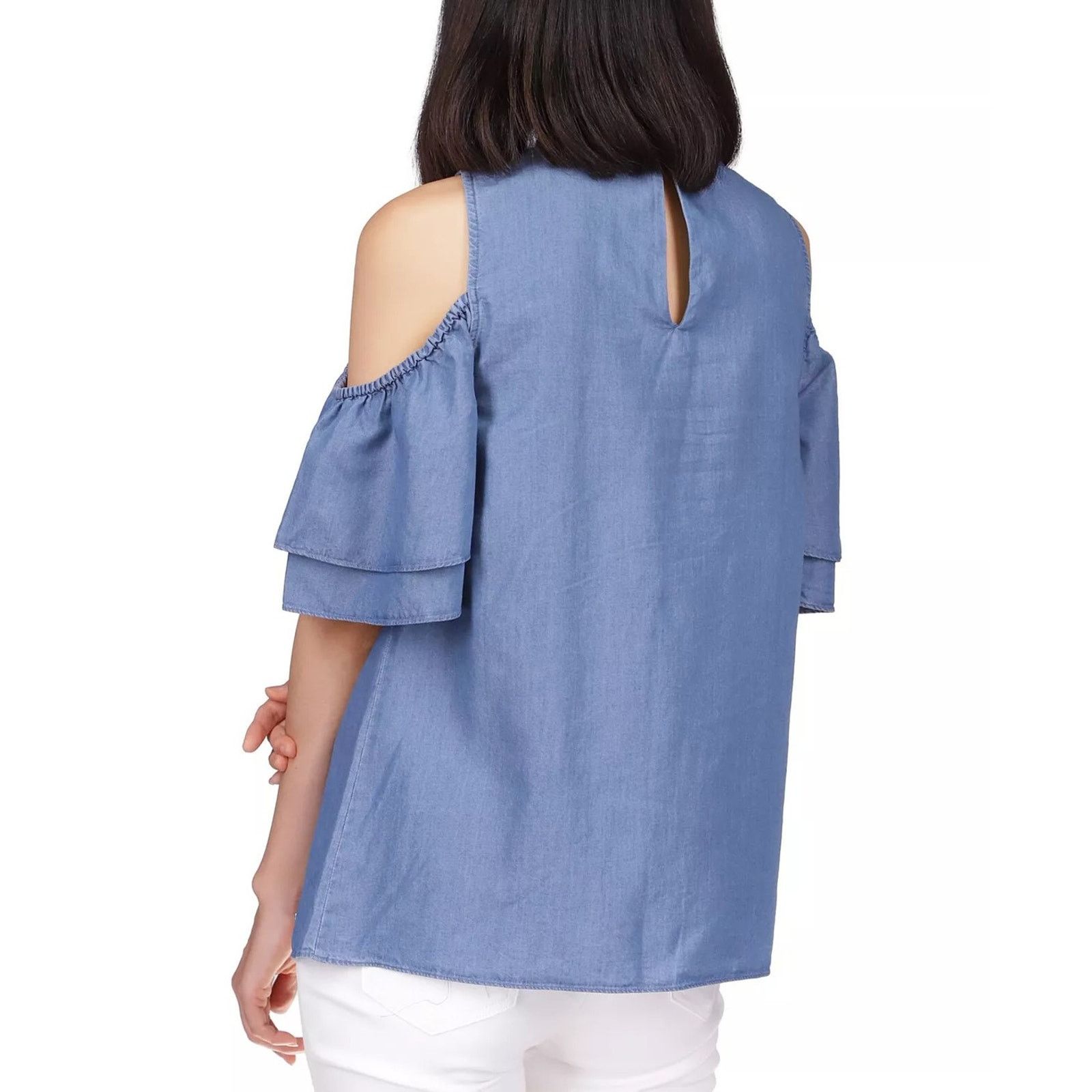 Michael Kors Michael Kors Women Blue Casual Cold-Shoulder Top Size S Size S / US 4 / IT 40 - 4 Thumbnail