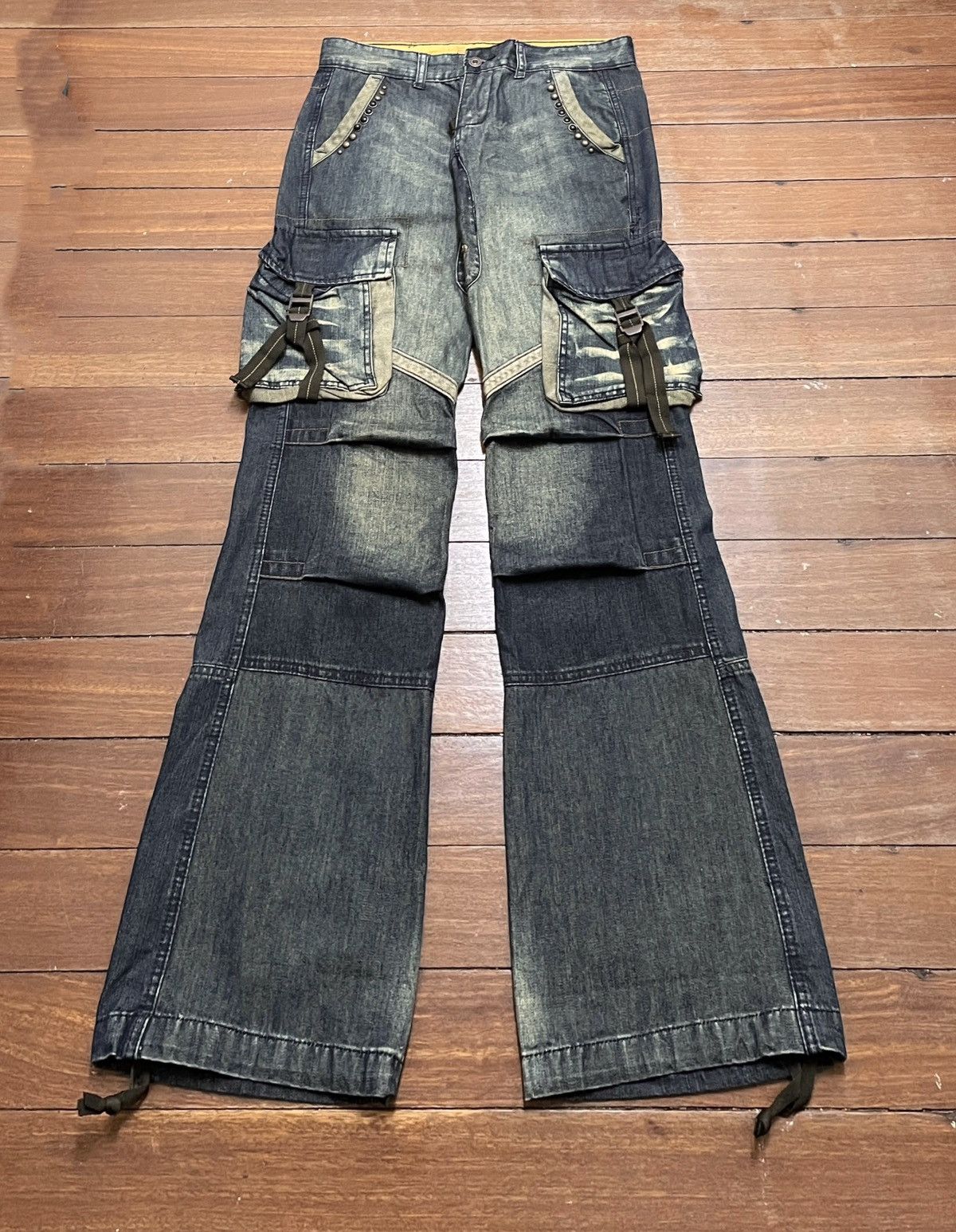 14th Addiction Rare Vintage Brand Ehaoxiang Tactical Flared Jeans 2000s Size US 28 / EU 44 - 1 Thumbnail