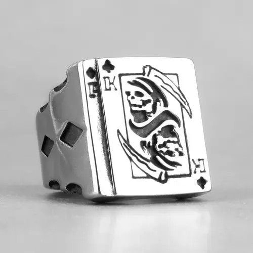 Jewelry Grim Reaper Poker King Skull Ring Size ONE SIZE - 3 Thumbnail