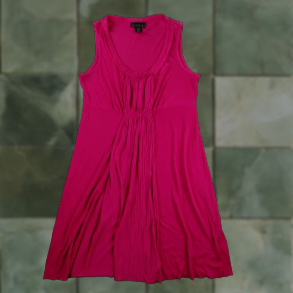 Vintage Attention Dress Womens L Fuchsia Pleated Front Scoop Neck Sleeveless Tank Rayon Dress Size L / US 10 / IT 46 - 1 Thumbnail
