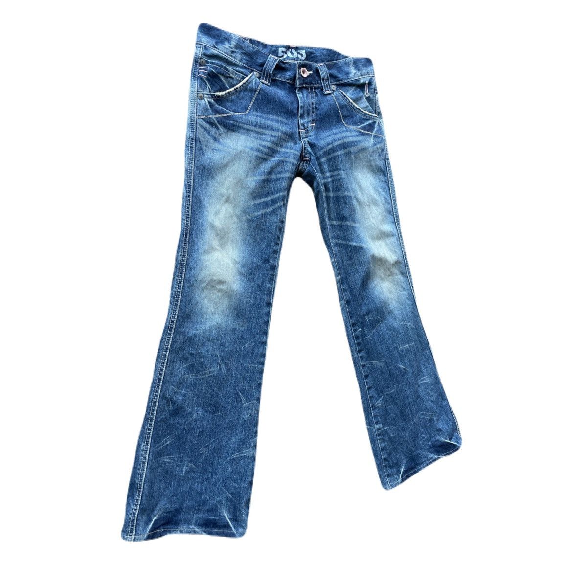 If Six Was Nine 2000s Japanese archive Flared Distressed Jeans Vkei Y2K Size US 30 / EU 46 - 3 Thumbnail