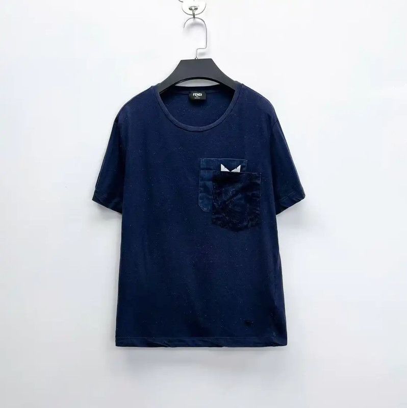 Fendi Fendi Women's Short Sleeve Navy T-Shirt 0089 Size M / US 6-8 / IT 42-44 - 1 Thumbnail