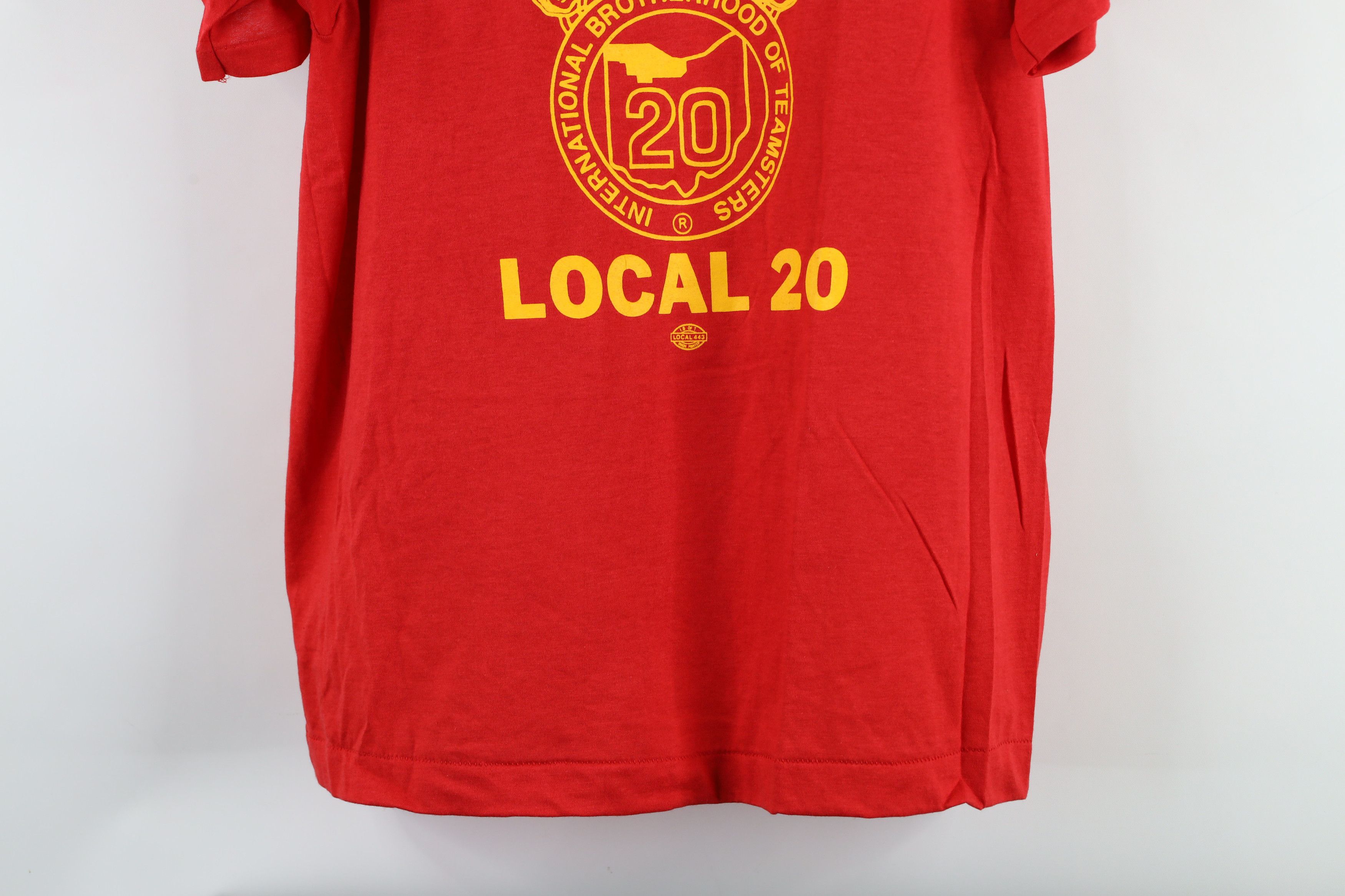 Vintage Deadstock Vintage 80s 20 Teamsters Union T-Shirt Red USA Size US L / EU 52-54 / 3 - 3 Thumbnail