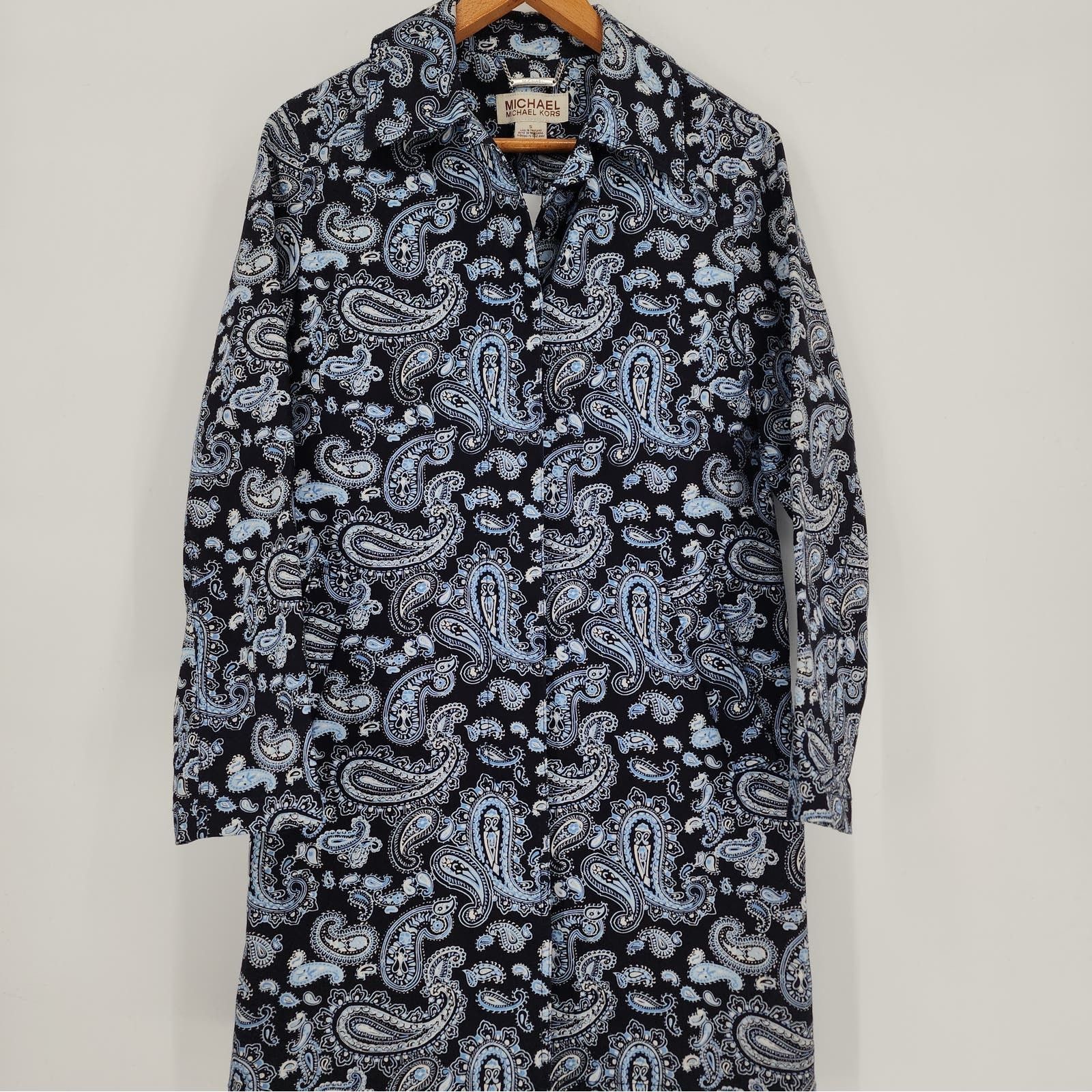 Michael Kors Michael Kors Navy Blue Paisley Dress Trench Coat Size Small Size S / US 4 / IT 40 - 3 Thumbnail