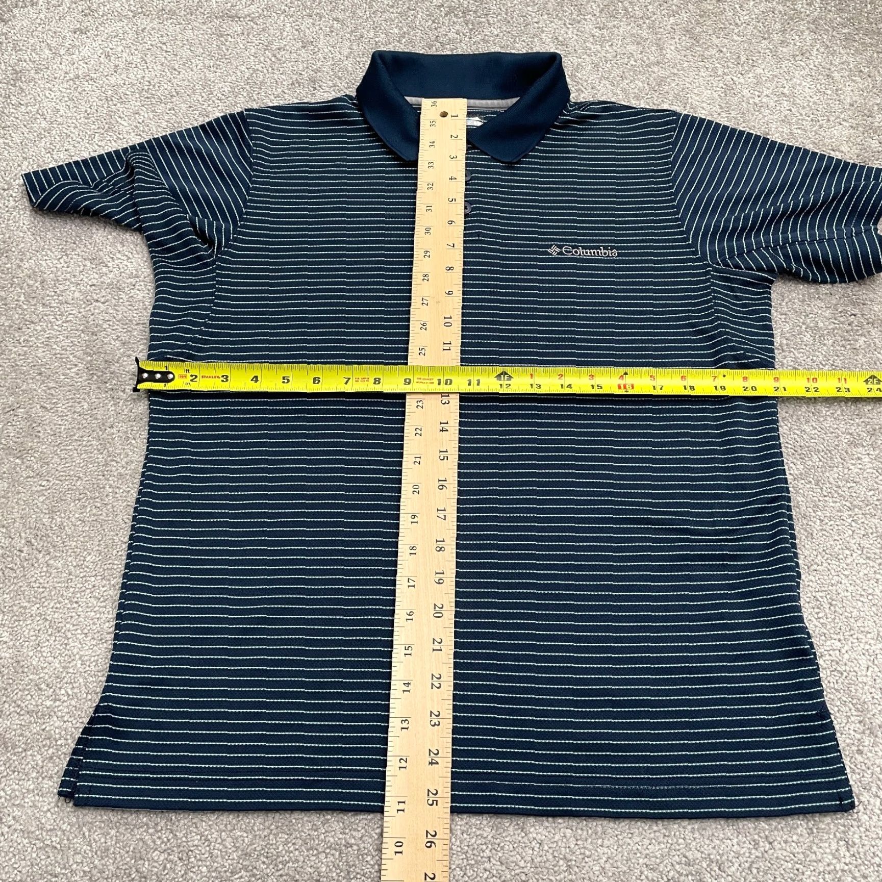 Vintage Columbia Polo Shirt Mens Medium Blue Striped Short Sleeve Polo Shirt Outdoor Casual Shirt Size US M / EU 48-50 / 2 - 7 Thumbnail