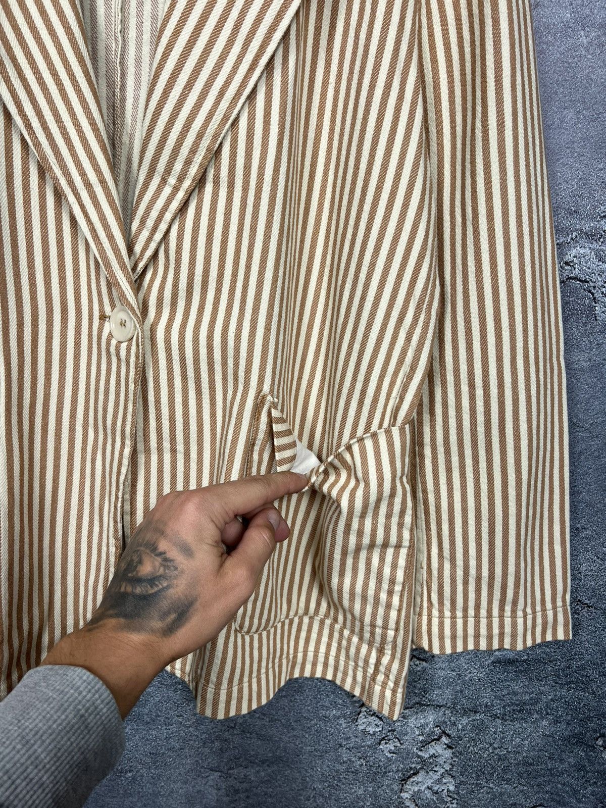 Aspesi Aspesi One Button Striped Cotton Blazer Jacket Size US M / EU 48-50 / 2 - 6 Thumbnail