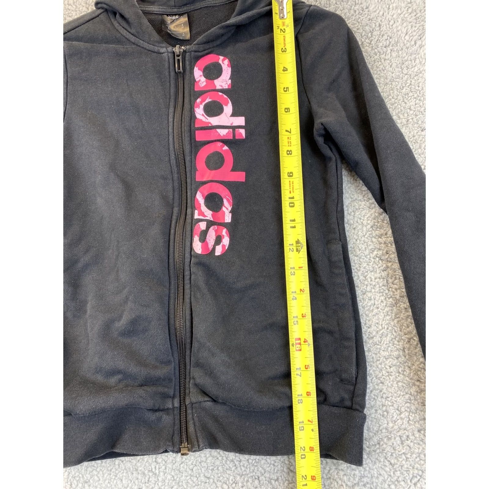 Adidas Adidas Hoodie Junior Girls 11-12Y Medium Black Logo Full Zip Hooded Sweatshirt Mens Girls? Size US M / EU 48-50 / 2 - 5 Thumbnail