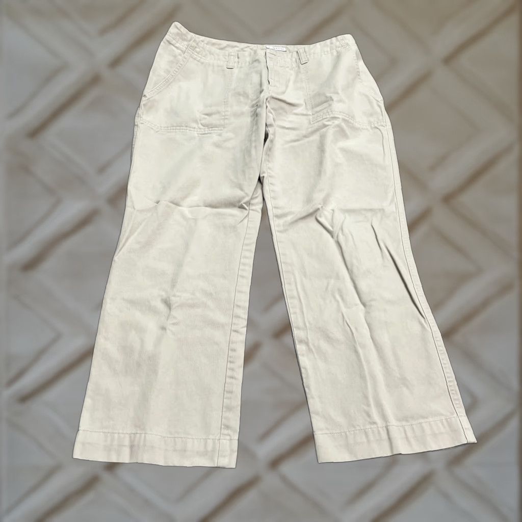 Vintage Halogen Pants Womens 8 Beige Mid Rise Straight Leg Cotton Cropped Casual Distinctive Pockets Tailored Size 30" / US 8 / IT 44 - 1 Thumbnail