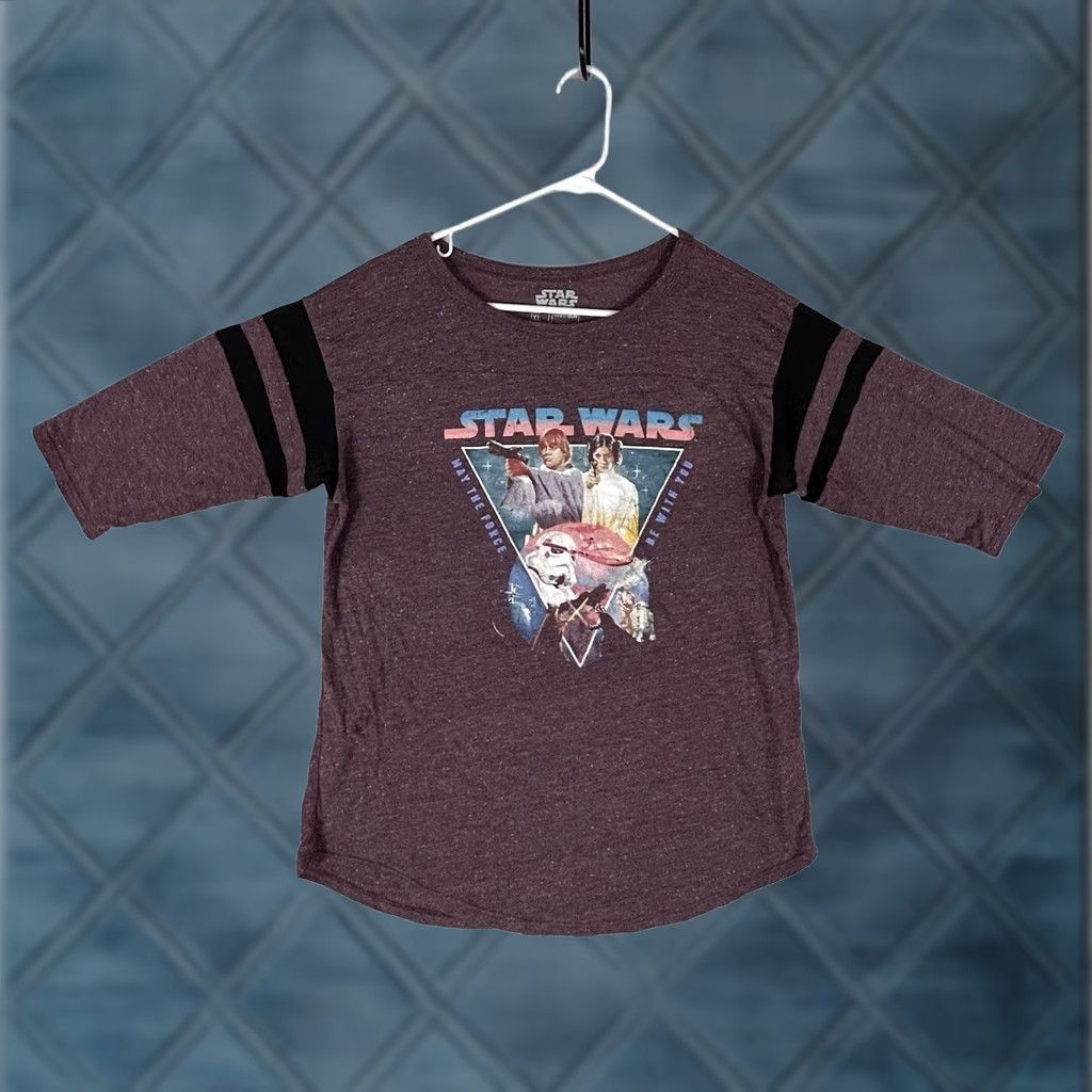 Star Wars Star Wars T-Shirt Womens XL Purple Crew Neck Short Sleeve Graphic Tee Top May The Force Be With You Size XL / US 12-14 / IT 48-50 - 1 Thumbnail