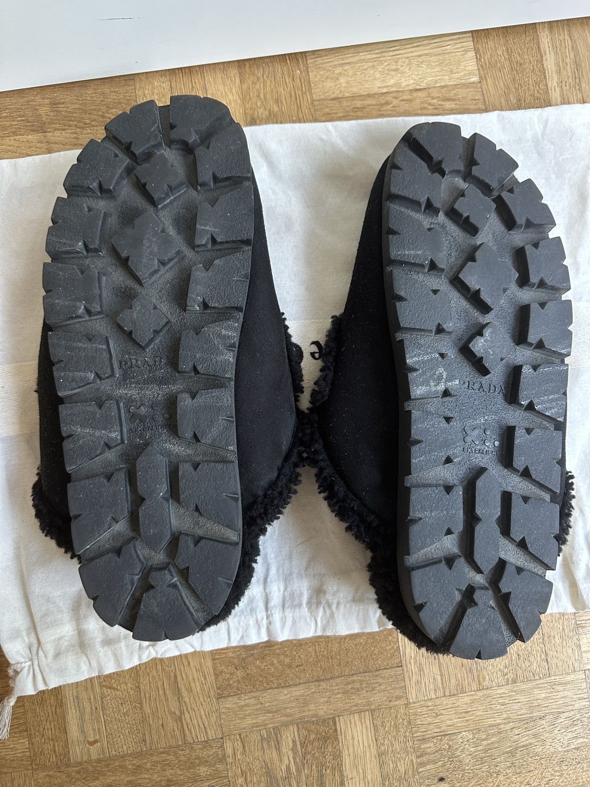 Prada Prada Plaque Logo Shearling Mules Size US 13 / EU 46 - 8 Thumbnail