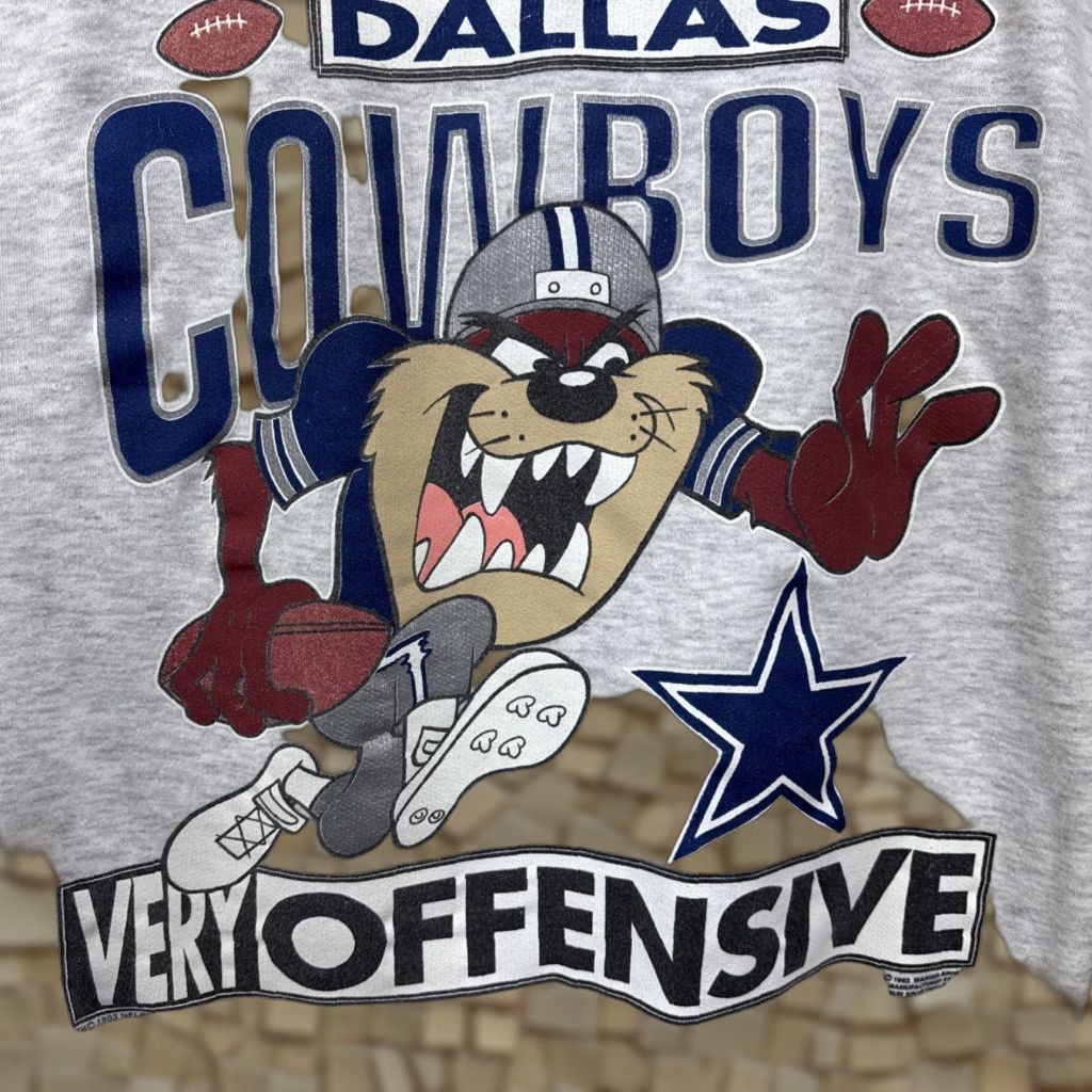 Vintage VINTAGE Dallas Cowboys Sweatshirt Main Point: TAZ Looney Tunes Gray NFL Large Adult Large Gray 1990s Cowboys Mens Size US L / EU 52-54 / 3 - 1 Thumbnail