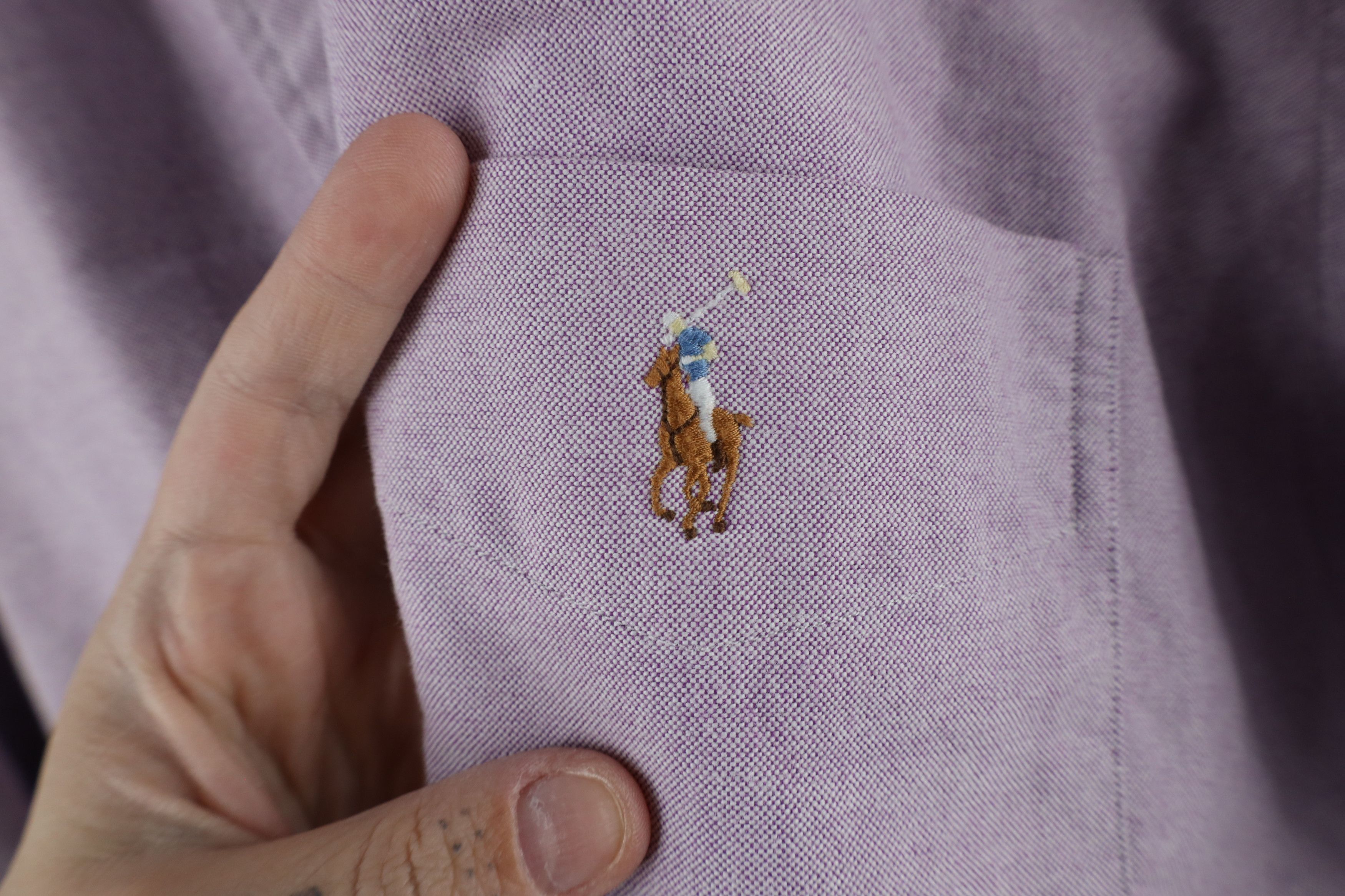 Ralph Lauren × Vintage Vintage 90s Ralph Lauren Fit Oxford Button Down Shirt Purple Size US XL / EU 56 / 4 - 4 Thumbnail