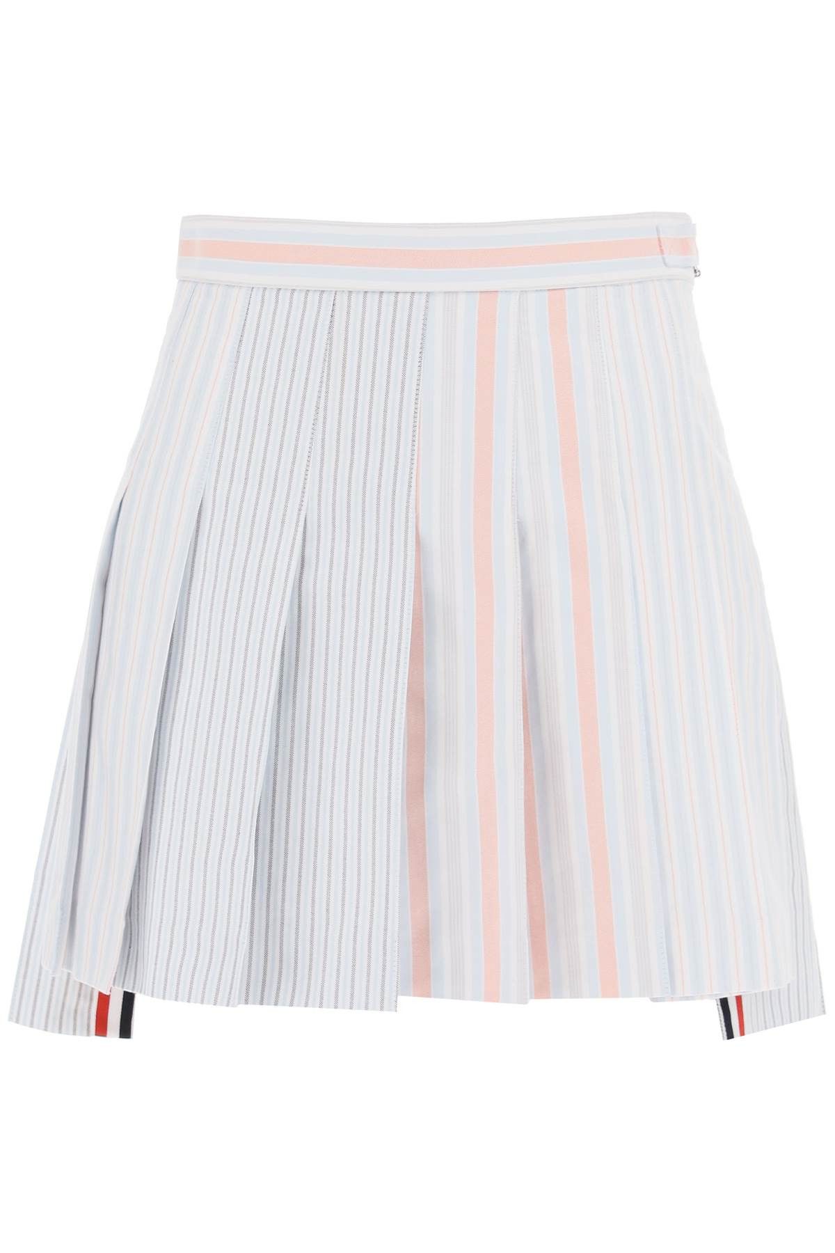 image of Thom Browne Funmix Striped Oxford Mini Skirt in Mixed Colours, Women's (Size Medium)
