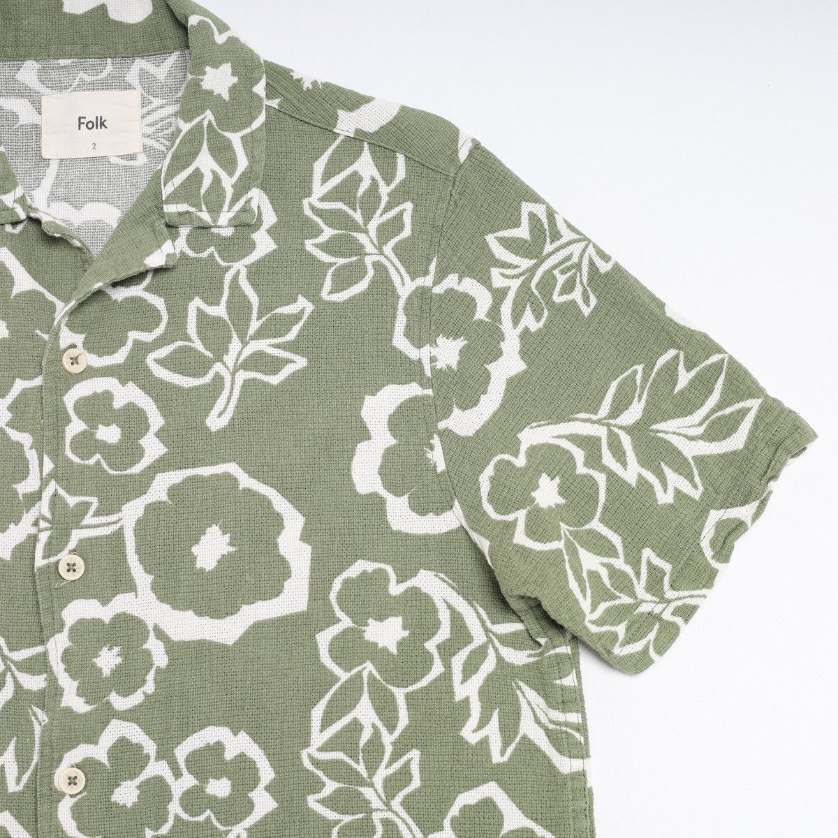 Folk Folk Printed Flower Floral Short Sleeve Shirt Green Size US S / EU 44-46 / 1 - 5 Thumbnail