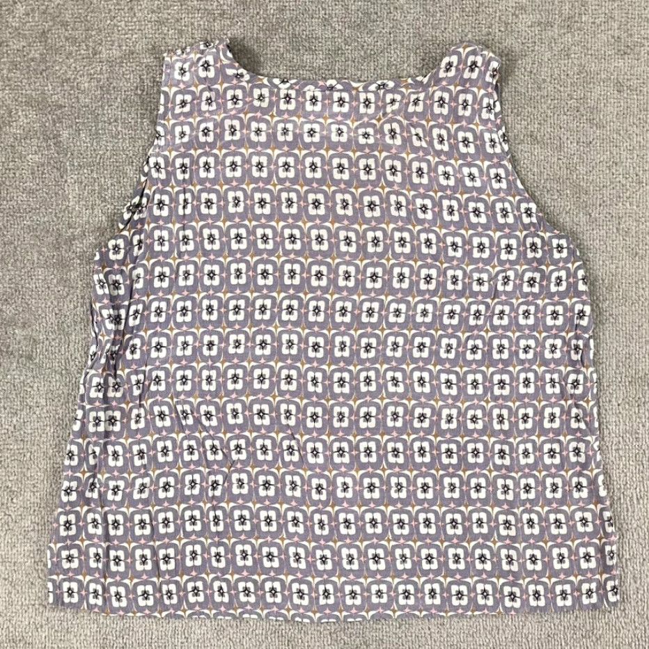 FLAX VINTAGEFLAX Tank Top Shirt Women Small 100% Rayon Purple White Geometric Crew Pullover Size S / US 4 / IT 40 - 7 Thumbnail