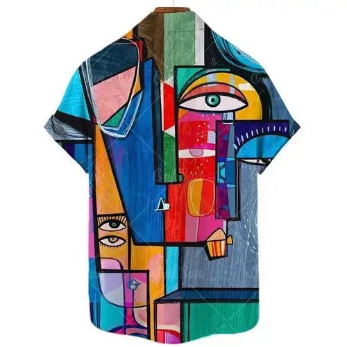 Japanese Brand Abstract Painting Print Hawaiian Shirts Mens Size US L / EU 52-54 / 3 - 2 Thumbnail