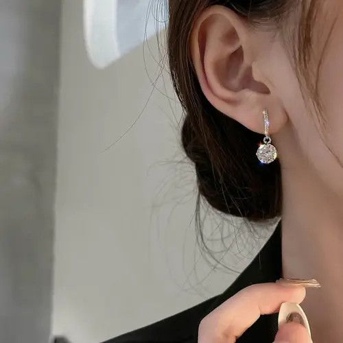Other Women’s CZ Diamond Drop Dangle Silver Hoop Earrings Size ONE SIZE - 3 Thumbnail