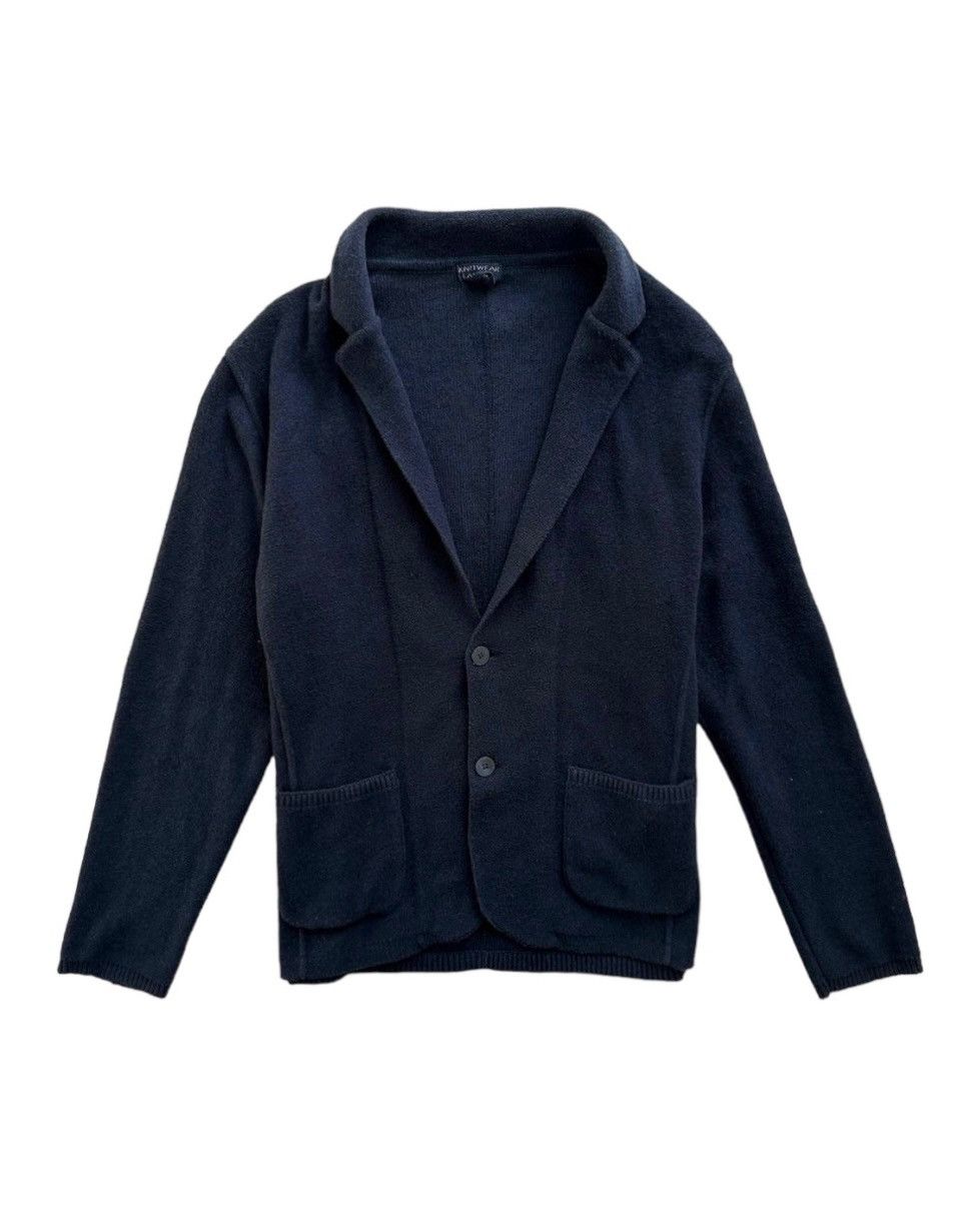 image of Lardini Knitted Navy Cardigan Blazer, Men's (Size Large)