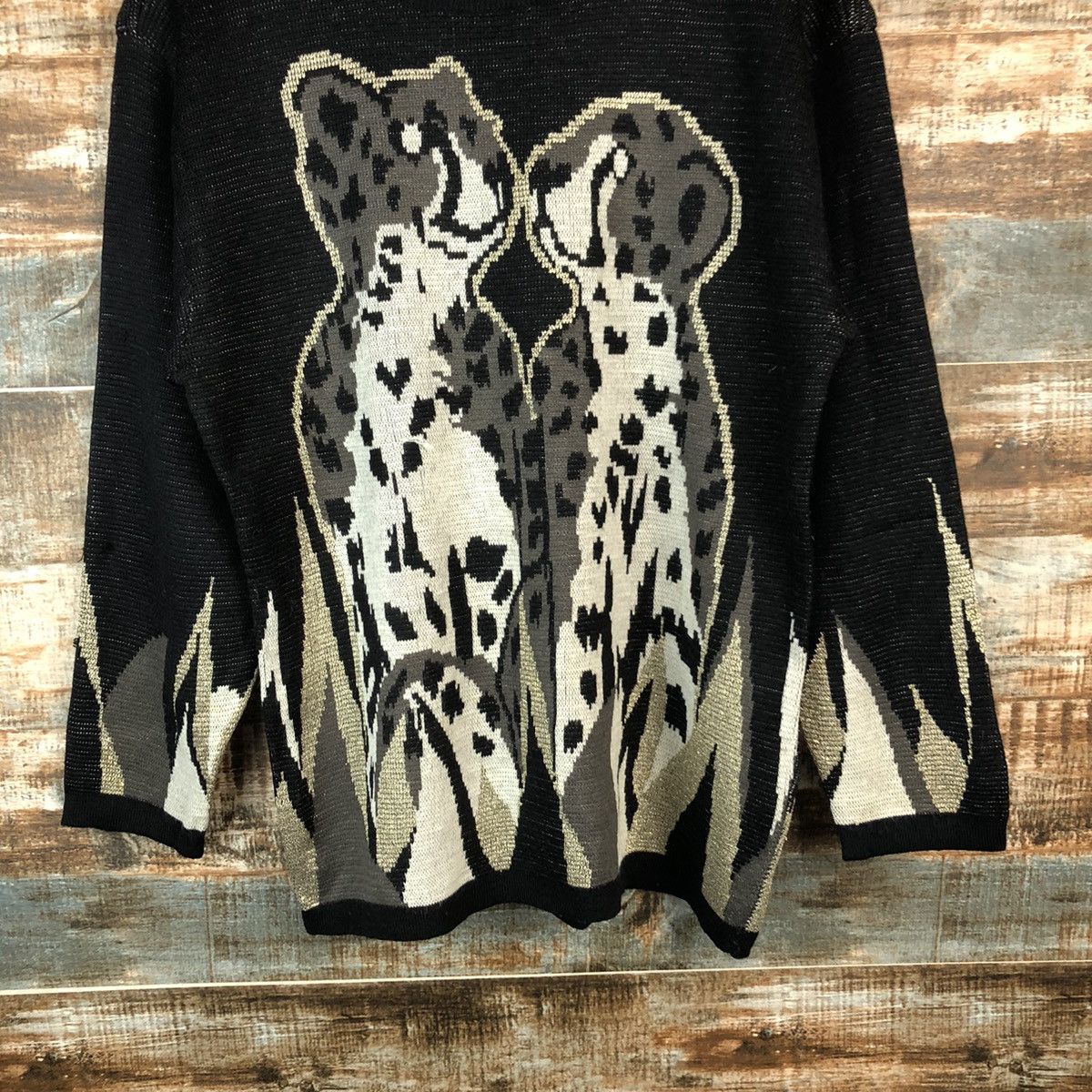 Vintage Japan vintage leopard love Black Knitwear #A1733 Size M / US 6-8 / IT 42-44 - 6 Thumbnail