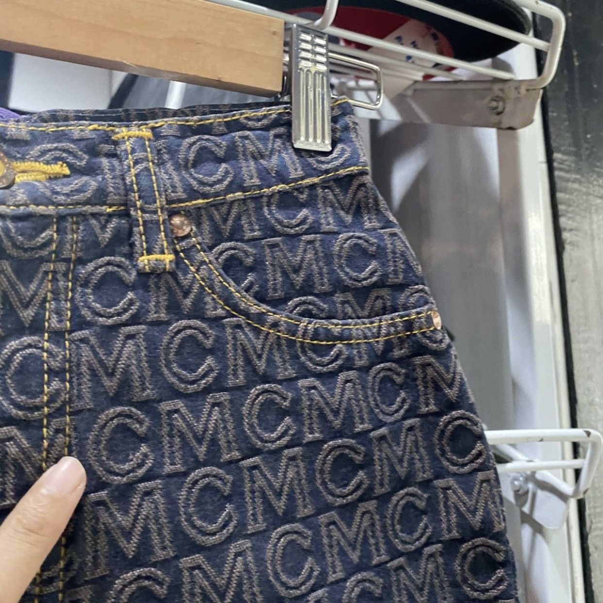 MCM Vintage MCM Monogram All Over Print Denim Pants Black/Grey Size US 26 / EU 42 - 8 Thumbnail