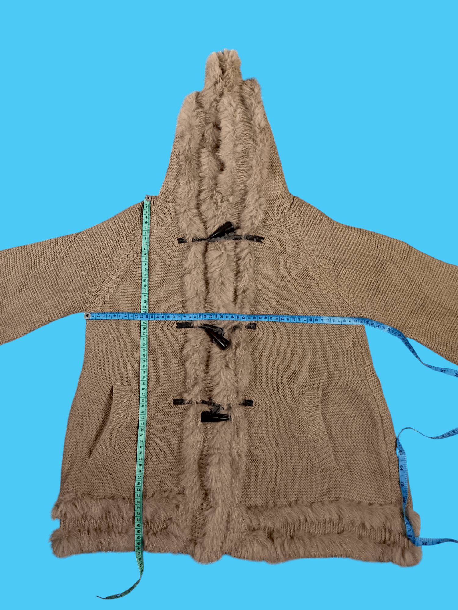 Japanese Brand × Le Grande Bleu (L.G.B.) VICKY Faux Fur Knit Toggle Design Mohair Duffle Jacket Size US L / EU 52-54 / 3 - 8 Thumbnail