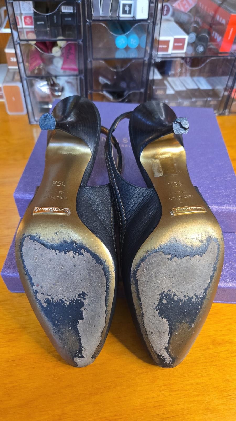 Dolce & Gabbana ✨ Dolce & Gabbana Black Leather Slingback Heels – Size 35.5 Size US 4.5 / IT 34.5 - 4 Thumbnail