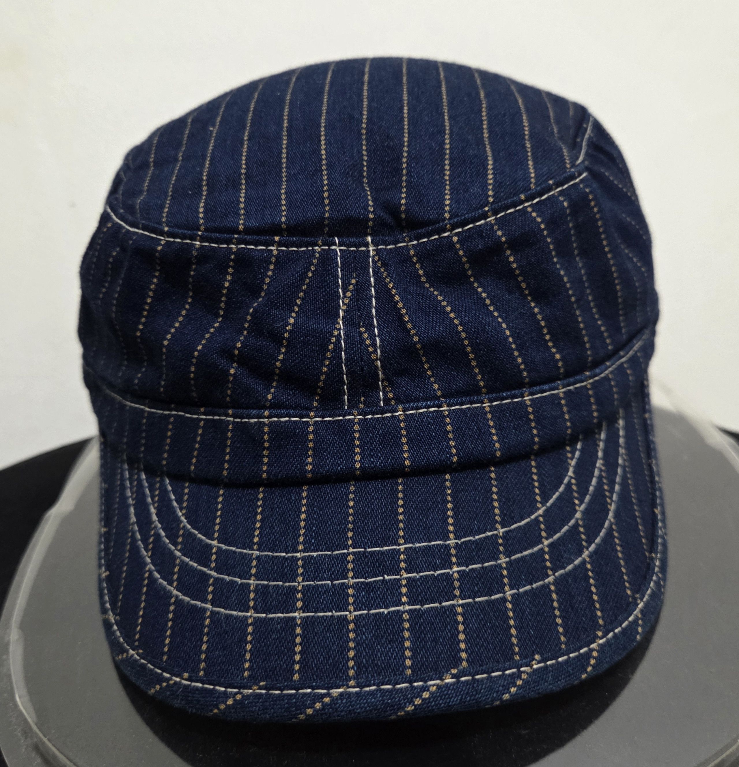 Pherrow's Vintage Pherrow's Indigo Wabash Stripe Work Cap Railroader Size ONE SIZE - 1 Thumbnail