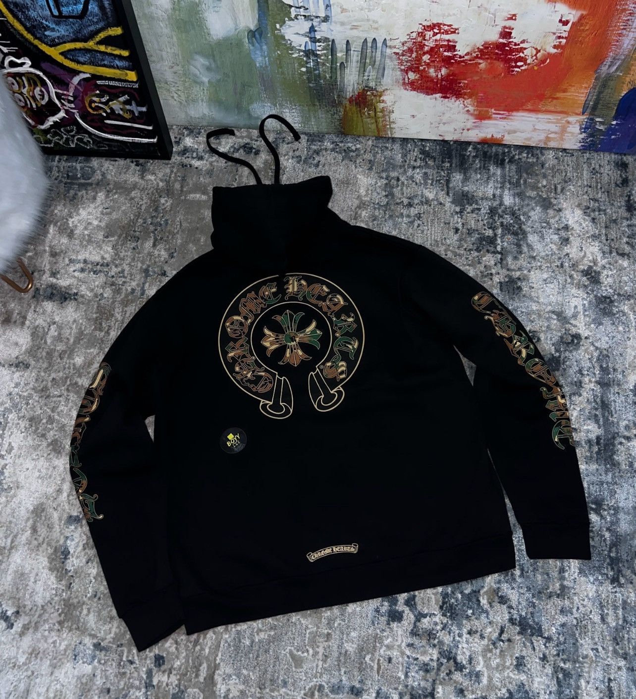 image of Chrome Hearts Camo Logo Hoodie in Black, Men's (Size XL)