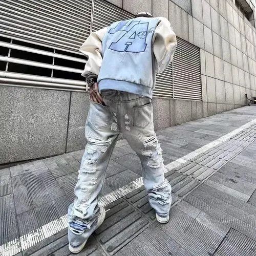 VIBE High Street Heavy Industry Washed Ripped Casual Jeans Size US 32 / EU 48 - 4 Thumbnail
