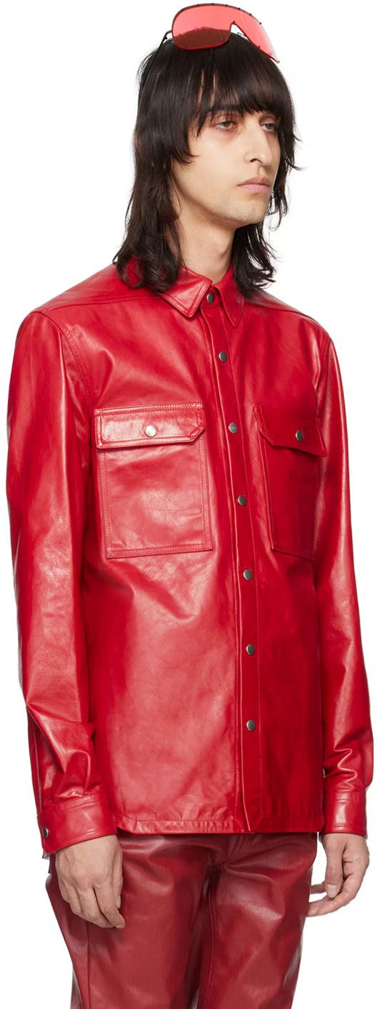 Rick Owens o1s1v1n0724 Leather Jacket in Cardinal Red Size US M / EU 48-50 / 2 - 2 Thumbnail